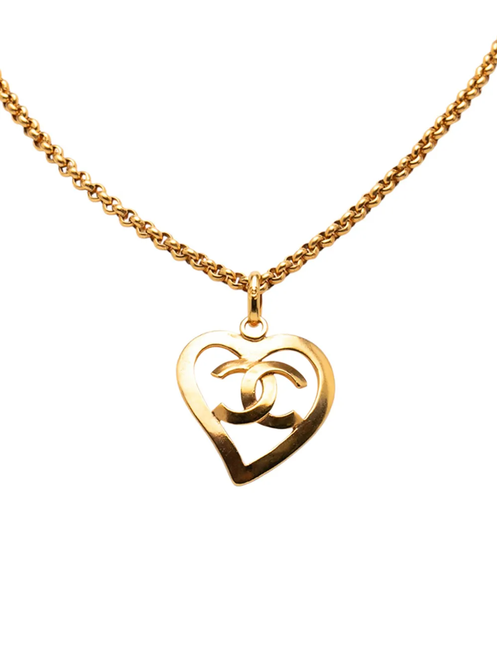 CHANEL Pre-Owned 1995 Gold Plated CC Heart Pendant Necklace costume necklace - Oro