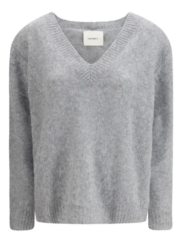 Lisa Yang V-neck Leona Sweater in Grey