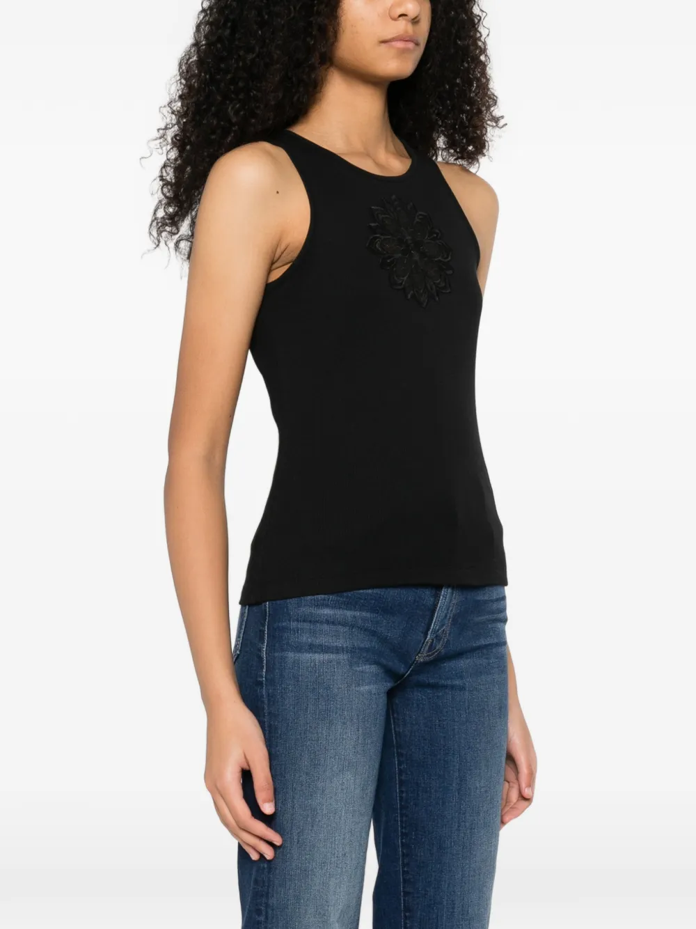 TWINSET Tanktop met bloemenpatch Zwart