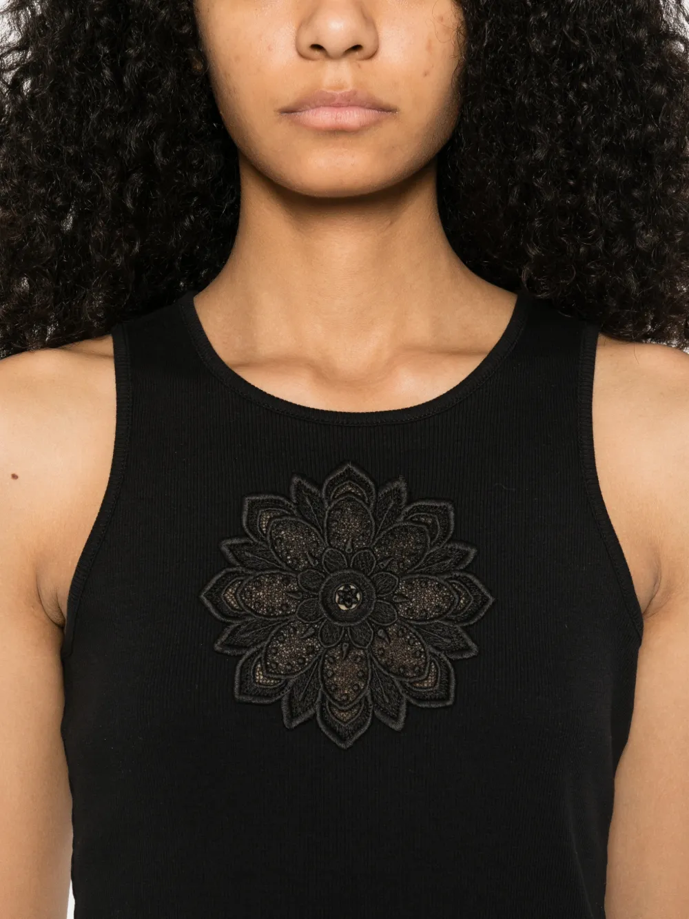 TWINSET Tanktop met bloemenpatch Zwart