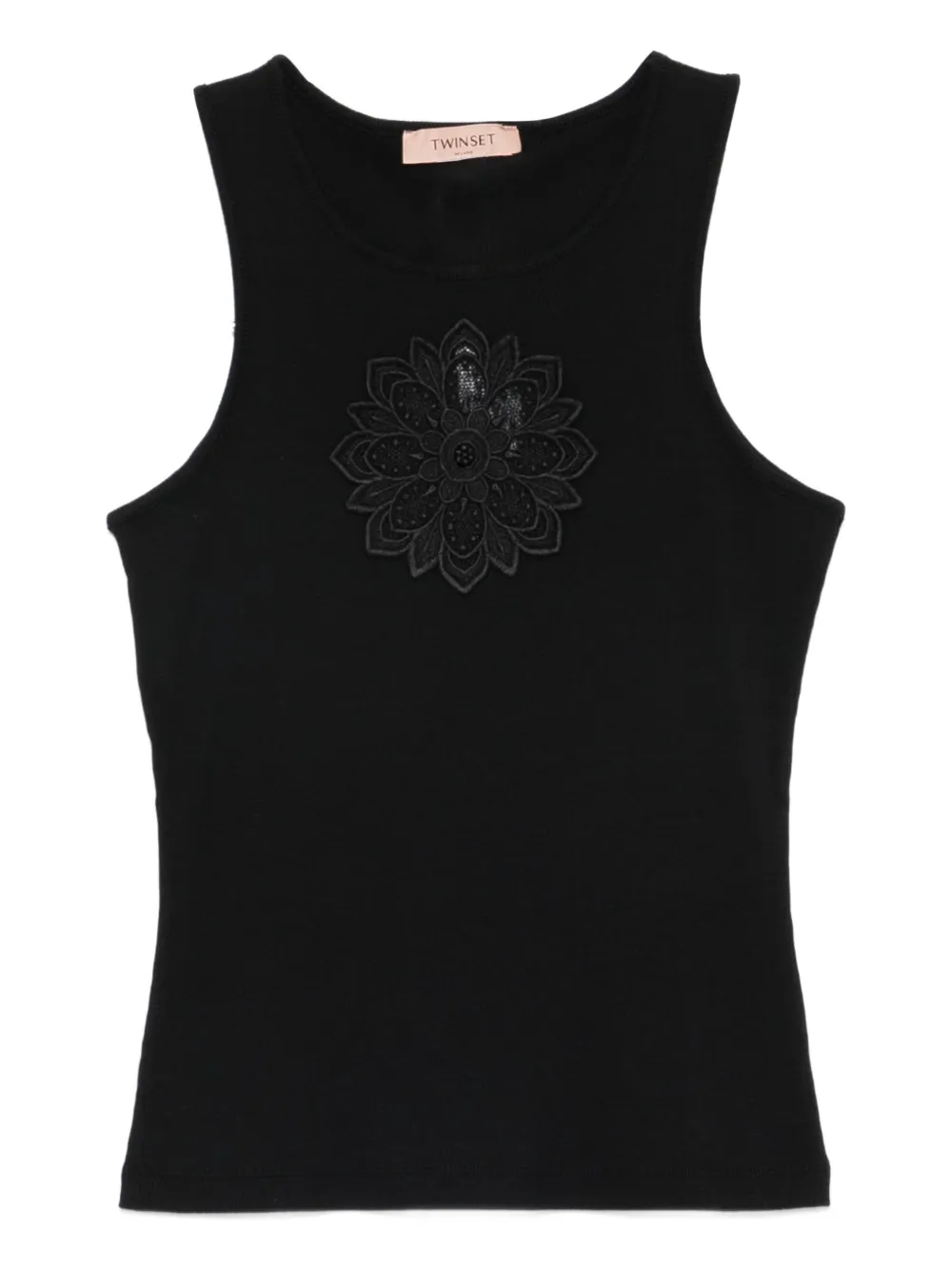 TWINSET floral-appliqué tank top - Nero