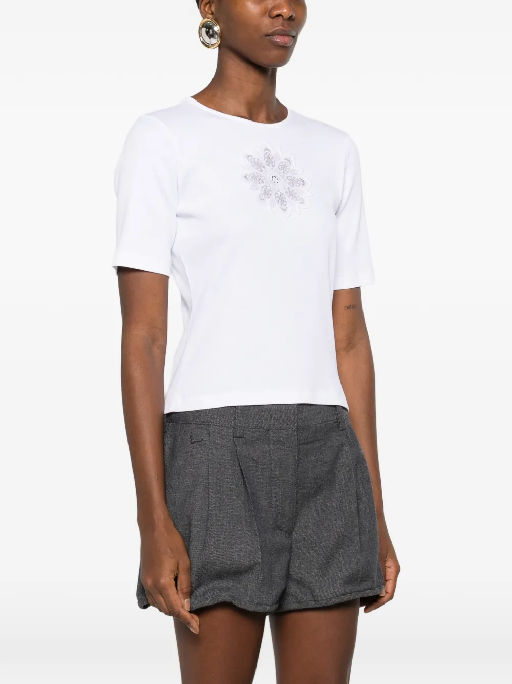 TWINSET T-shirt met bloemenpatch Wit