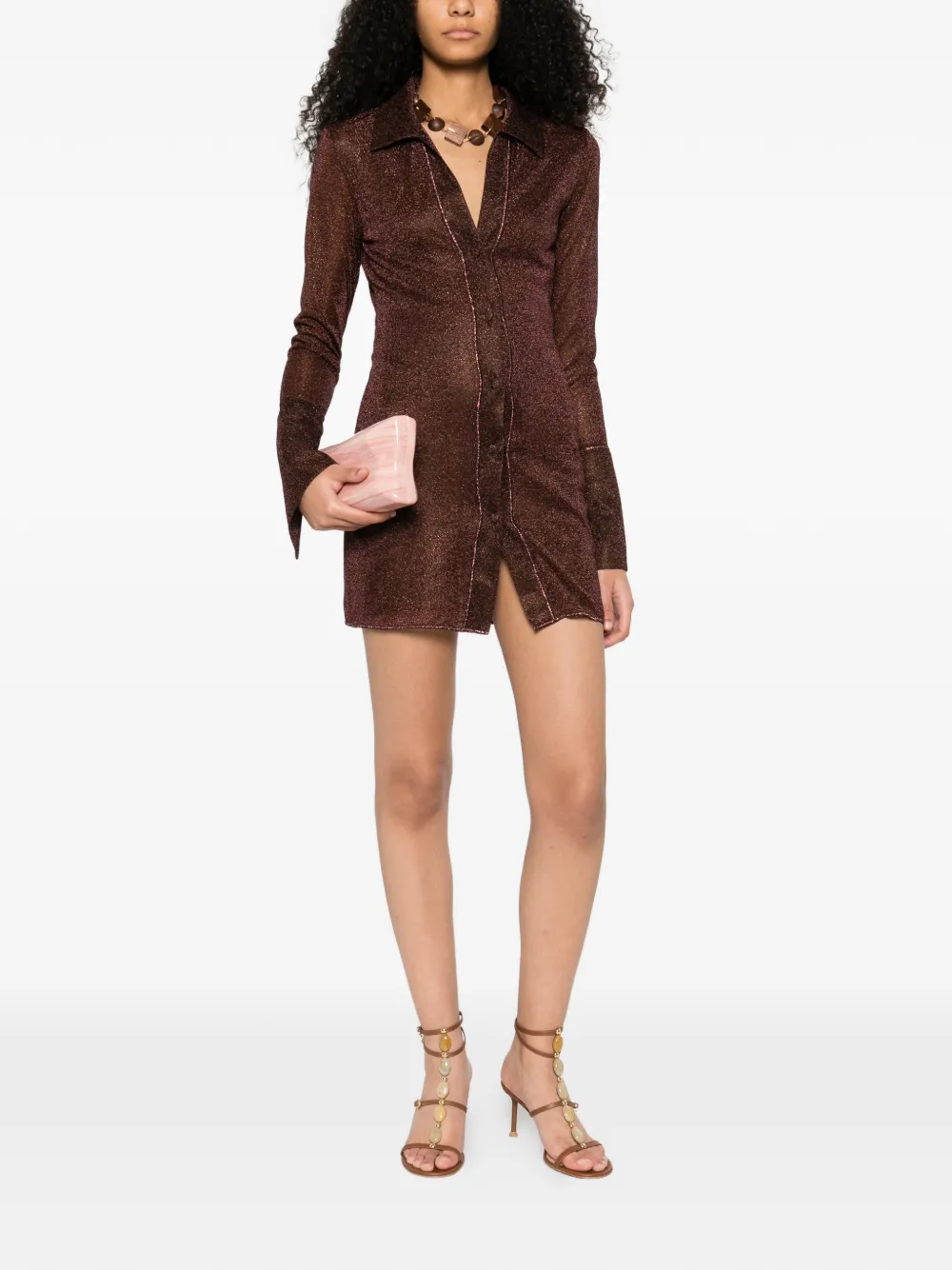 Oséree long-sleeve mini dress - Bruin