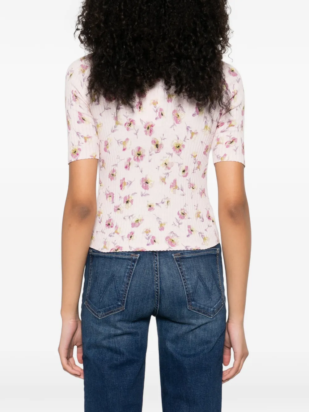 TWINSET Geribbeld T-shirt met bloemenprint Roze