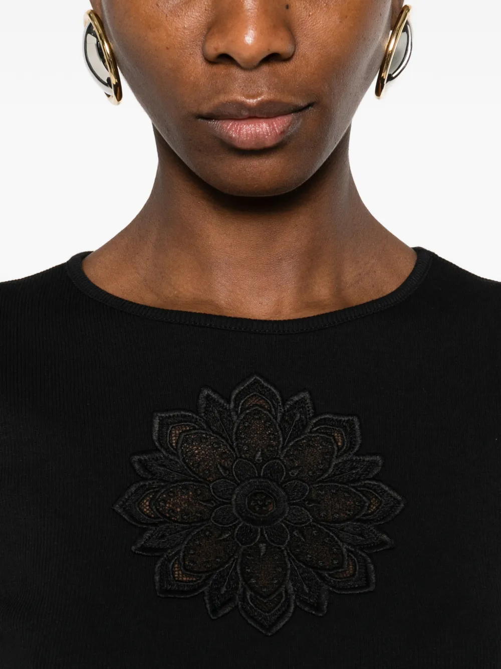 TWINSET T-shirt met bloemenpatch Zwart
