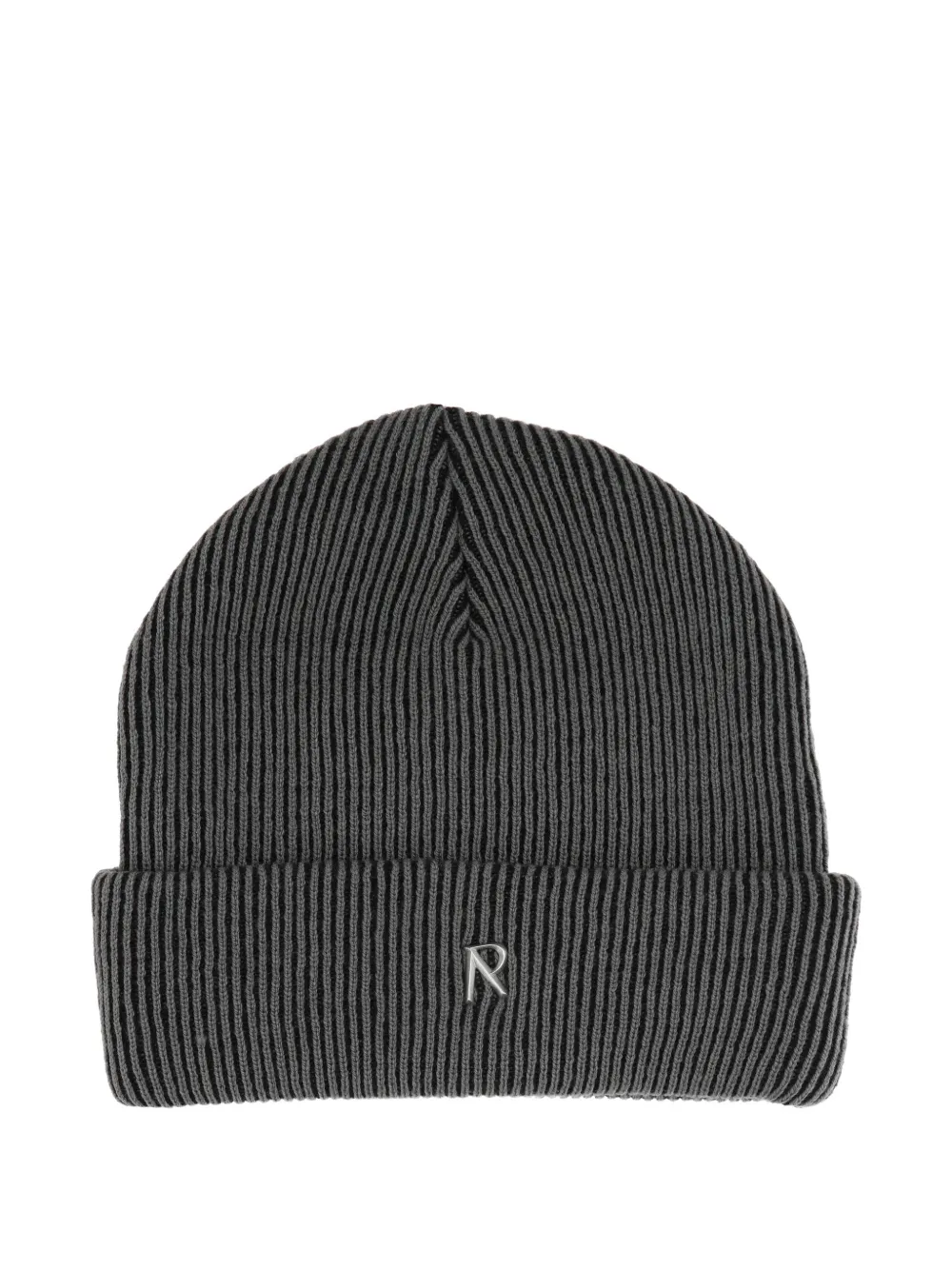 Represent ribbed logo-plaque beanie hat - Grigio