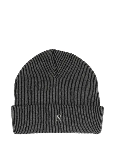 Represent ribbed logo-plaque beanie hat