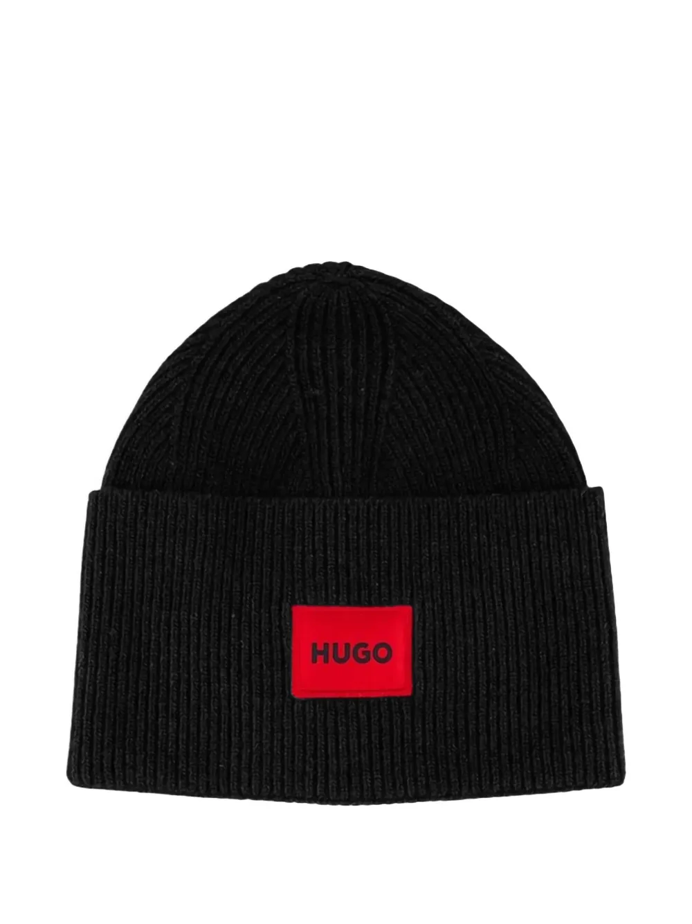 BOSS logo-patch beanie hat - Schwarz