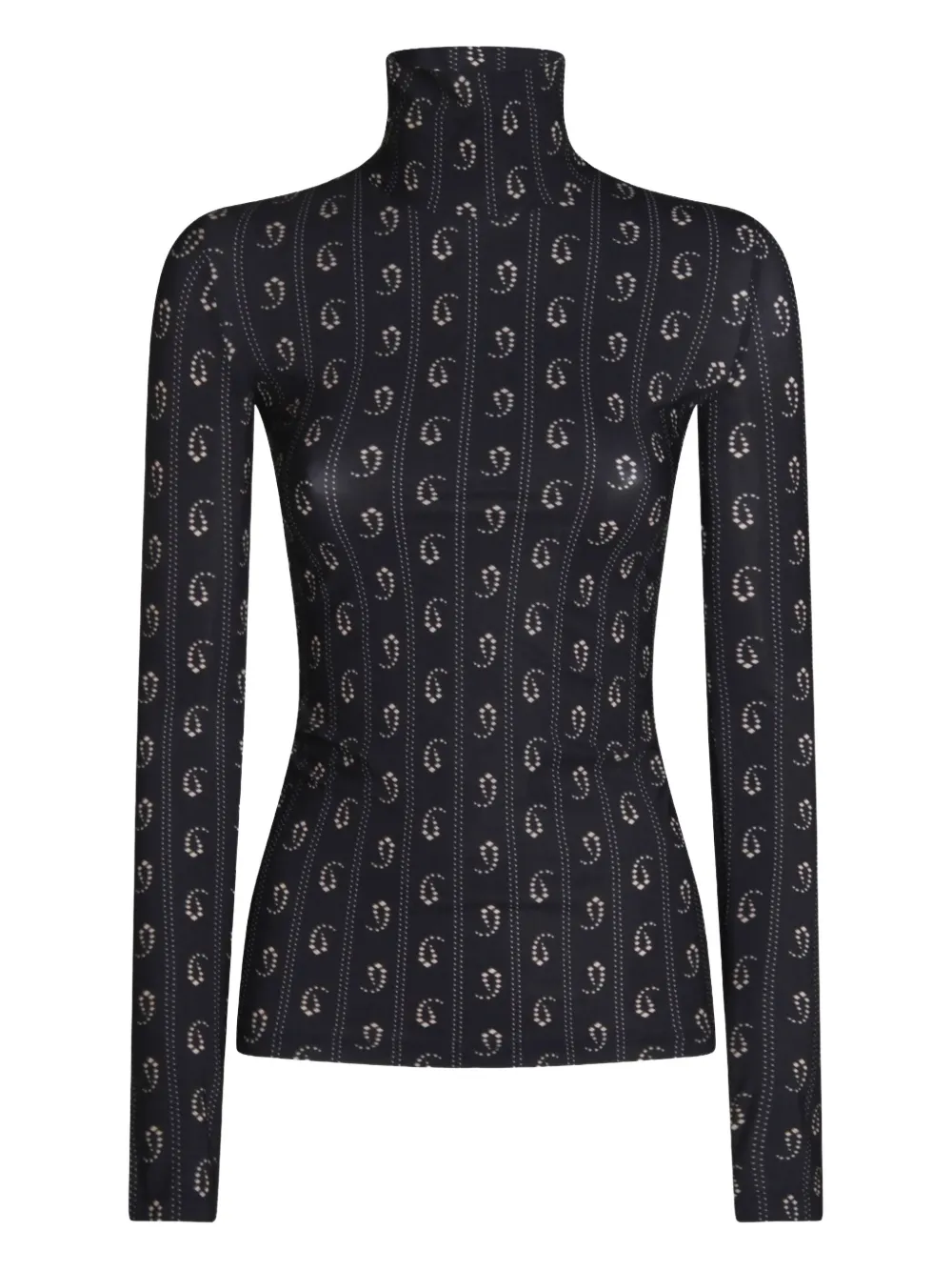Tory Burch geometric-print turtleneck top - Blu