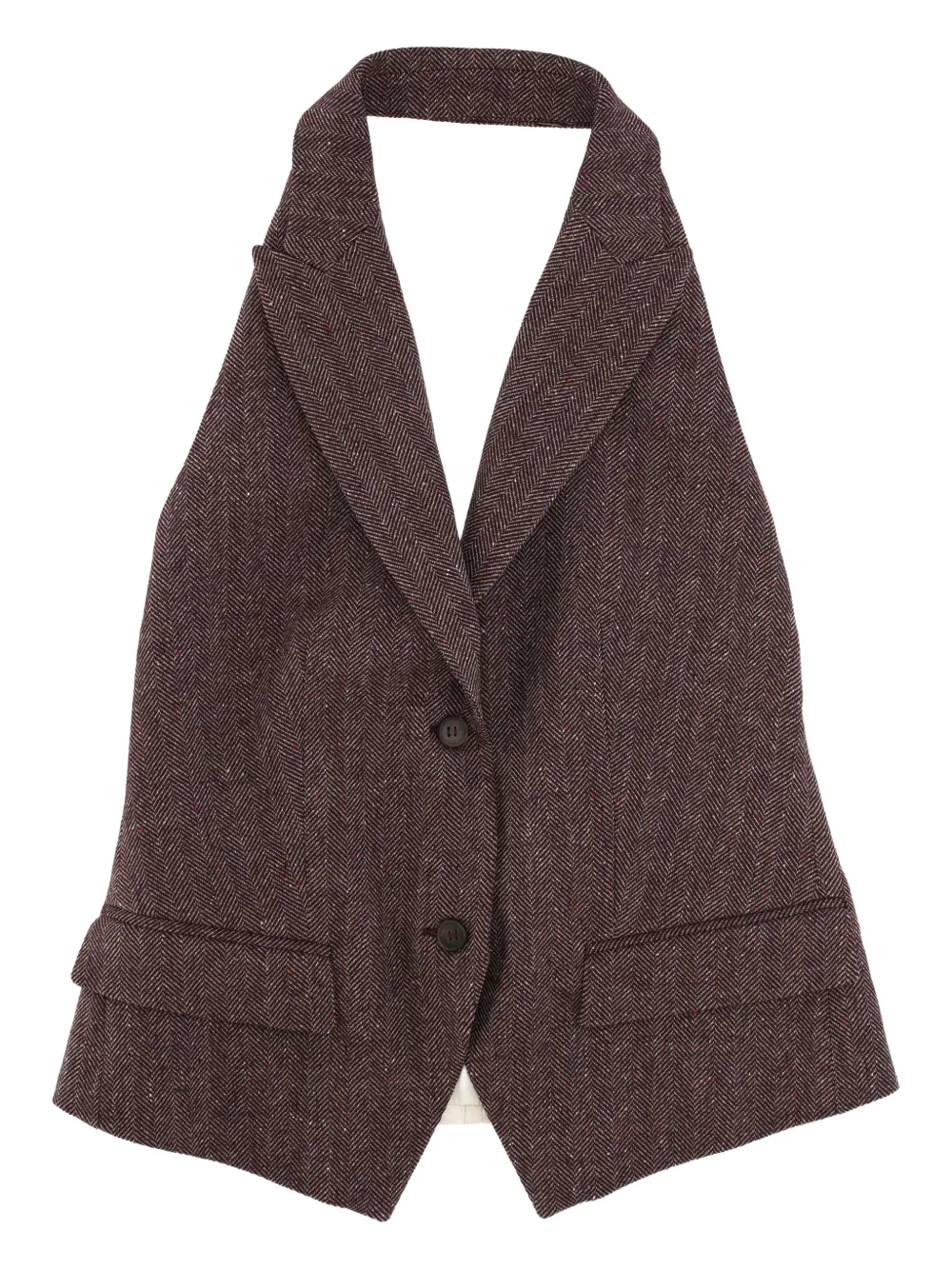 Lorena Antoniazzi herringbone collared jacket - Marrone