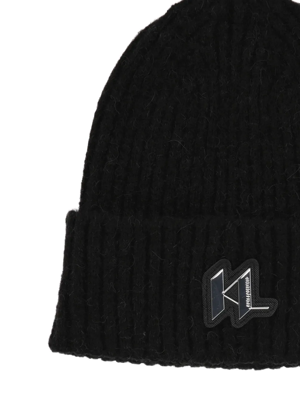 Karl Lagerfeld logo-patch beanie - Zwart