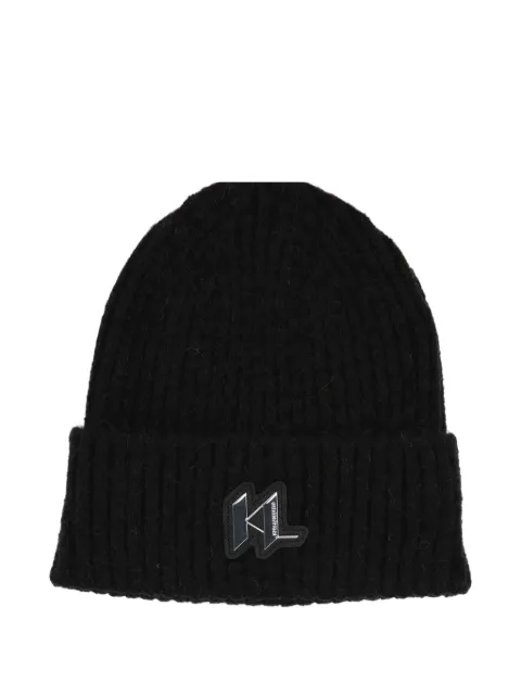 Karl Lagerfeld logo-patch beanie