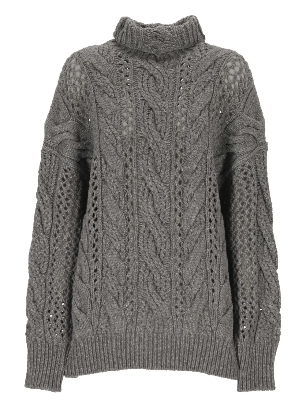 Sportmax Rollkragenpullover mit Zopfmuster - Grau