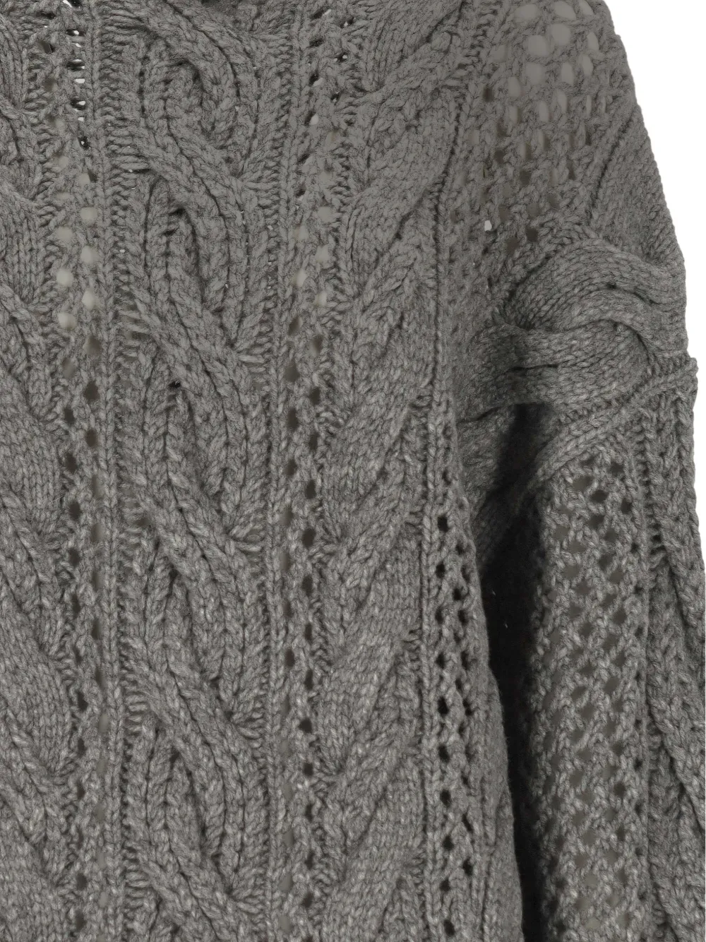Sportmax Cable Knit Roll-neck Sweater in Grey, view 3