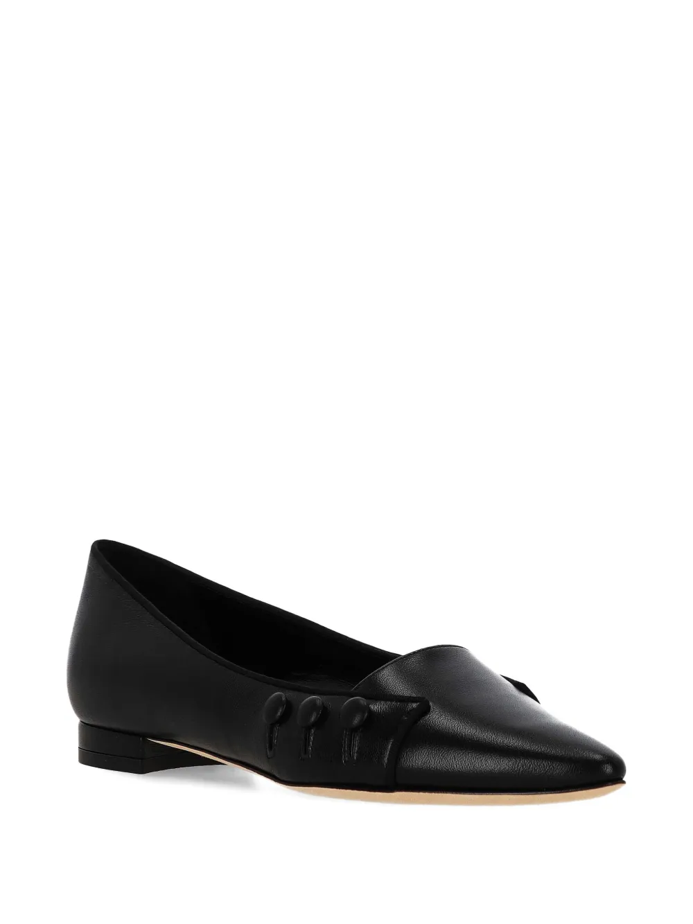 Manolo Blahnik pointed-toe button-detail ballet flats - Zwart