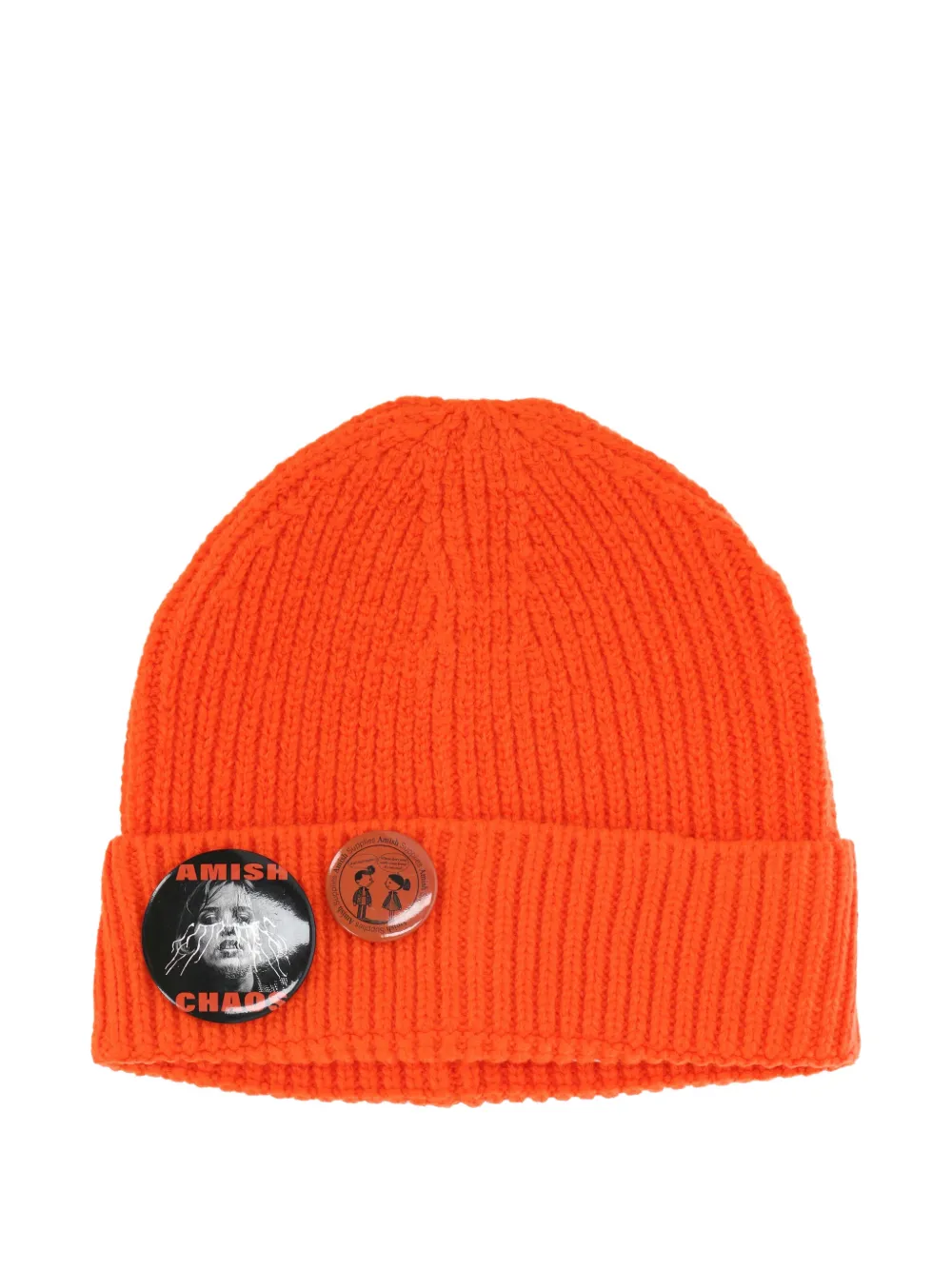 AMISH ribbed pin-detail beanie hat - Arancione