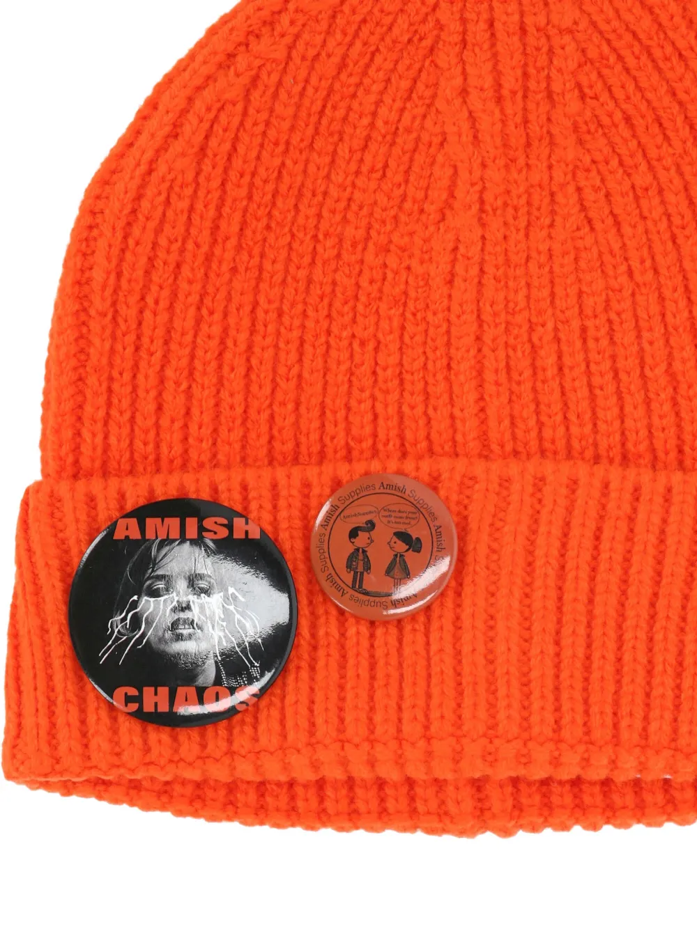 AMISH ribbed pin-detail beanie hat - Oranje
