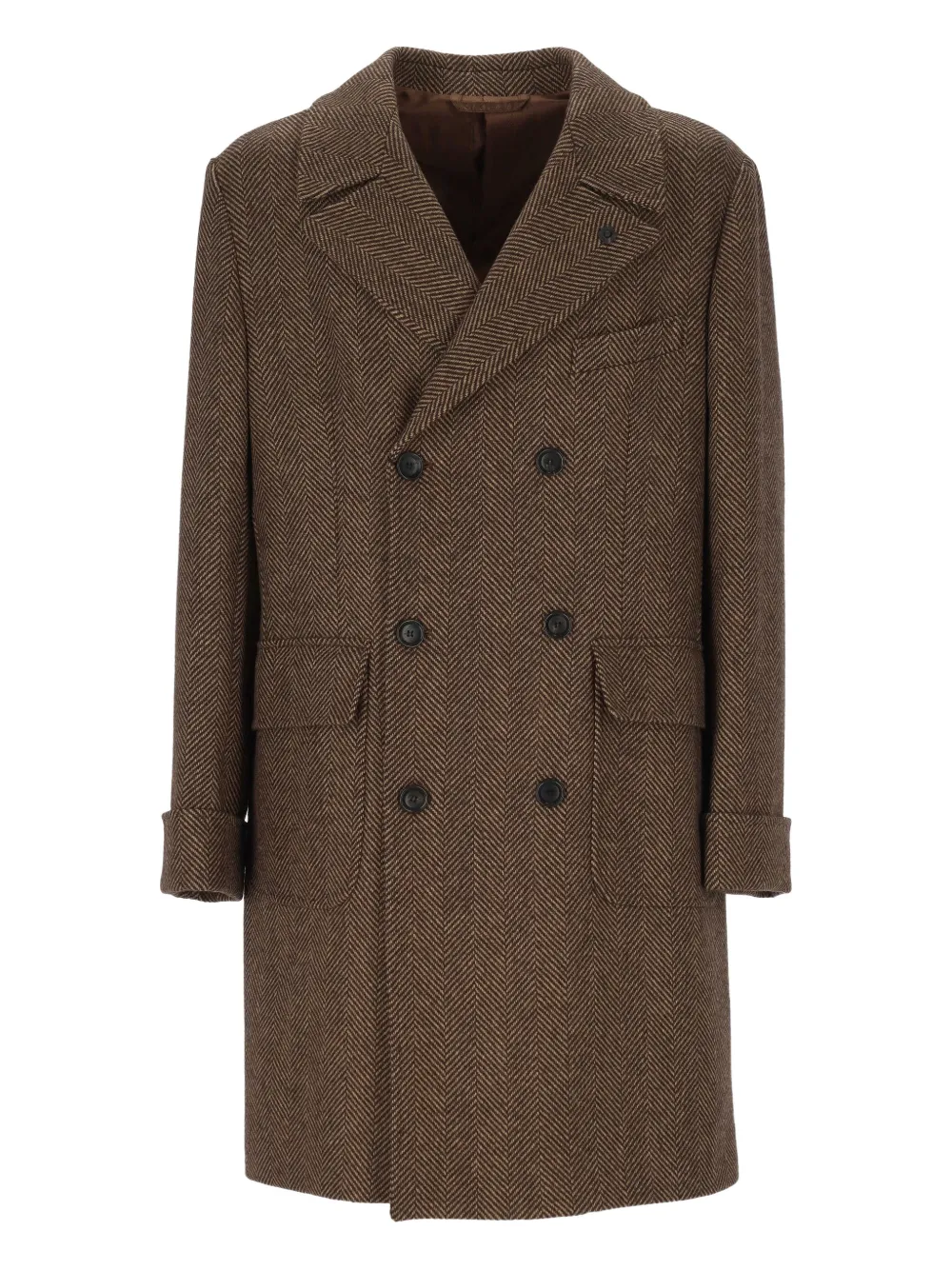 OUTFIT double-breasted herringbone coat | marrón | Image 1