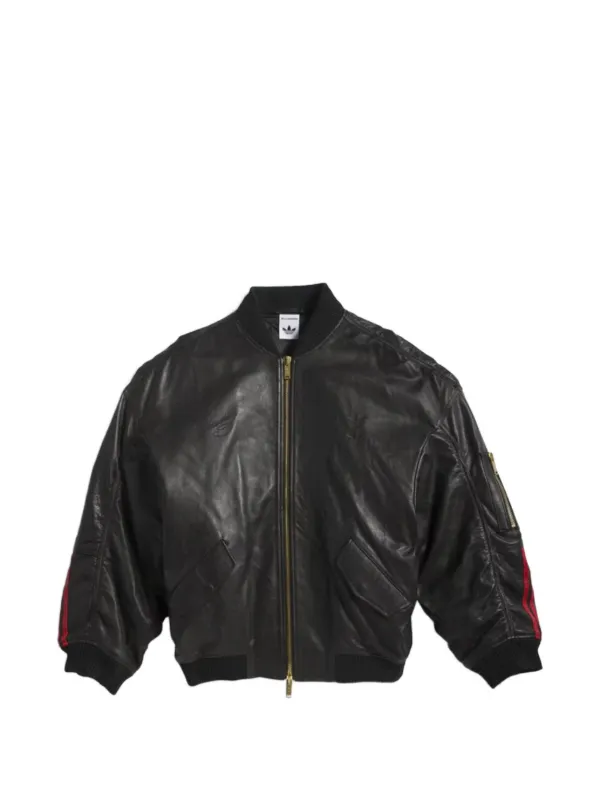 Adidas x Willy Chavarria Leather Bomber Jacket | Black | FARFETCH