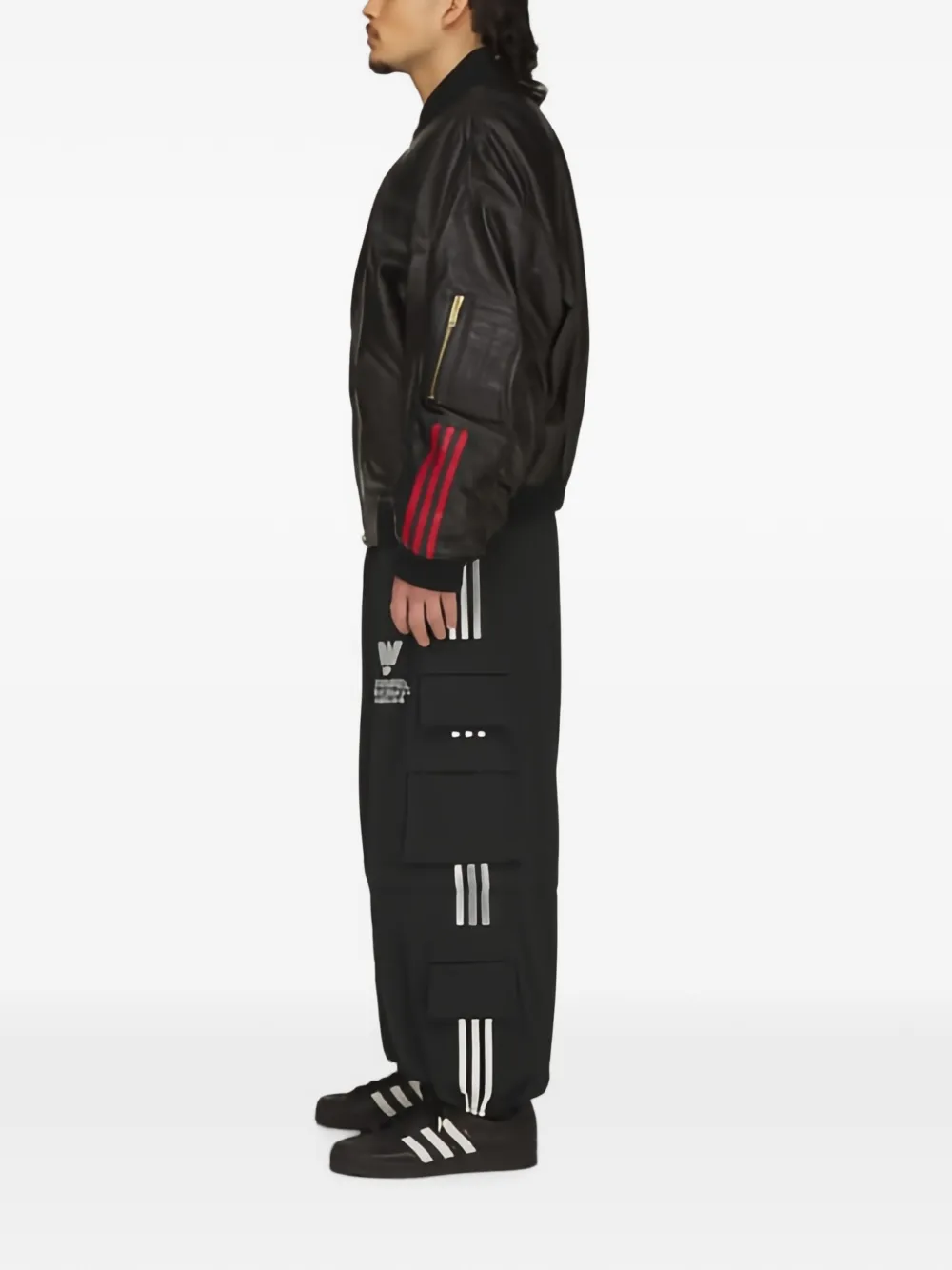 adidas x Willy Chavarria leren bomberjack Zwart