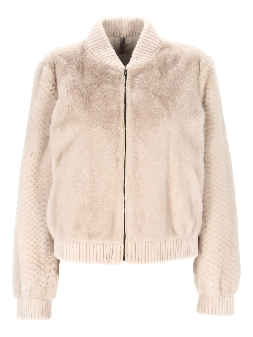 Rindi ribbed trim zip jacket - Toni neutri