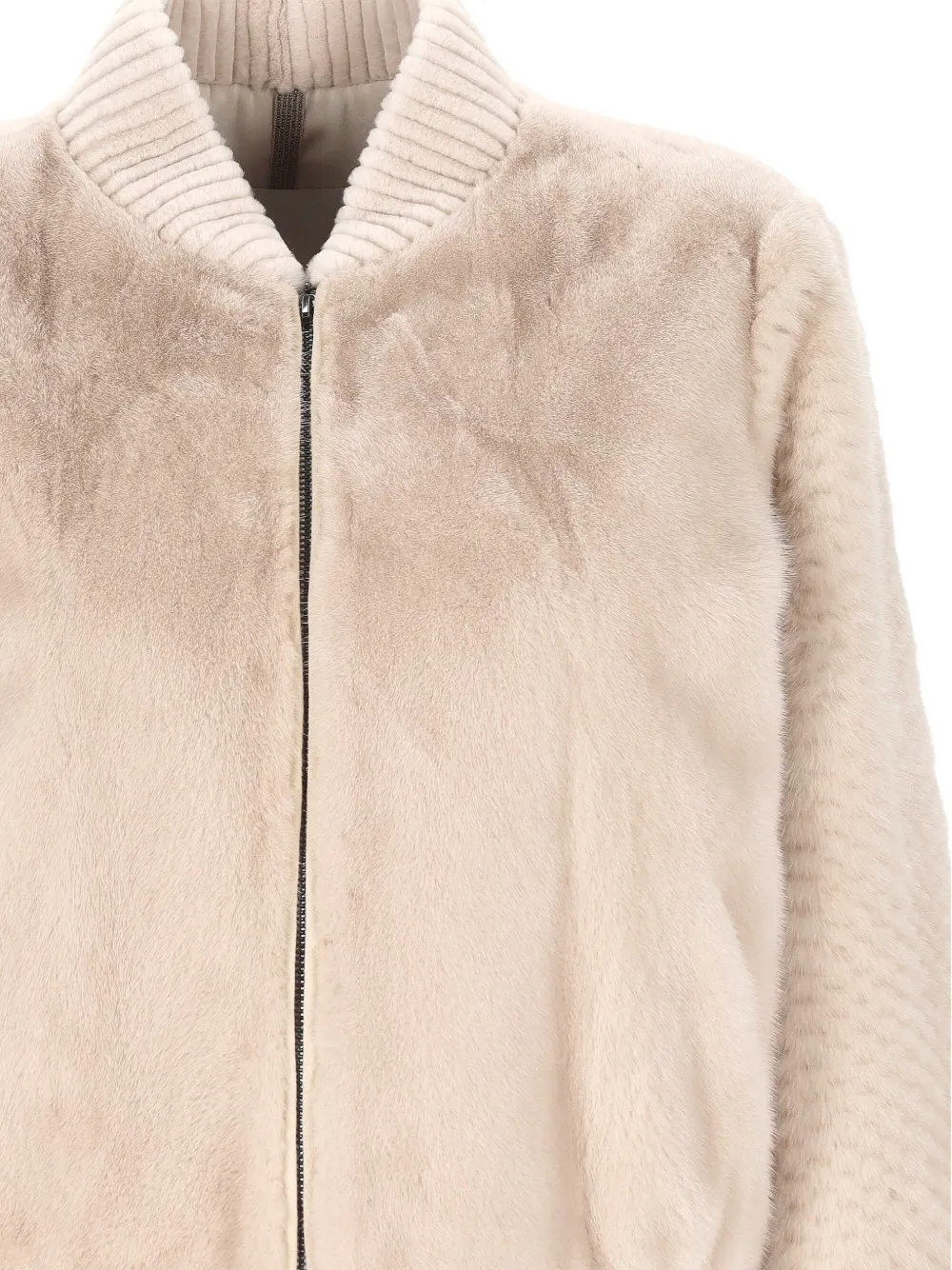  Rindi Ribbed Trim Zip Jacket - Neutrals 