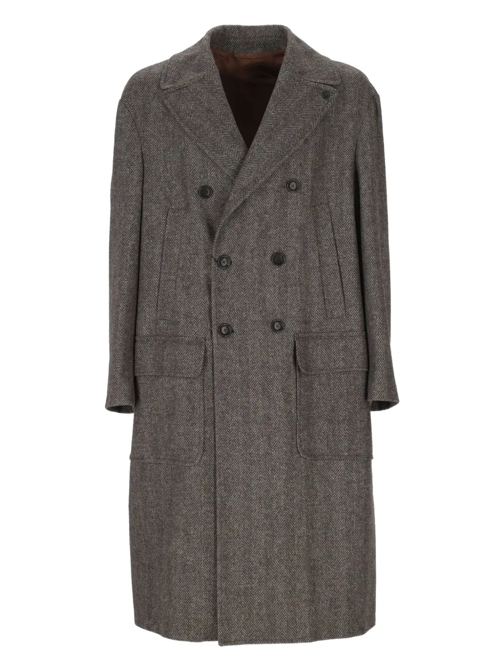 OUTFIT double-breasted herringbone coat | Brown | Image 1