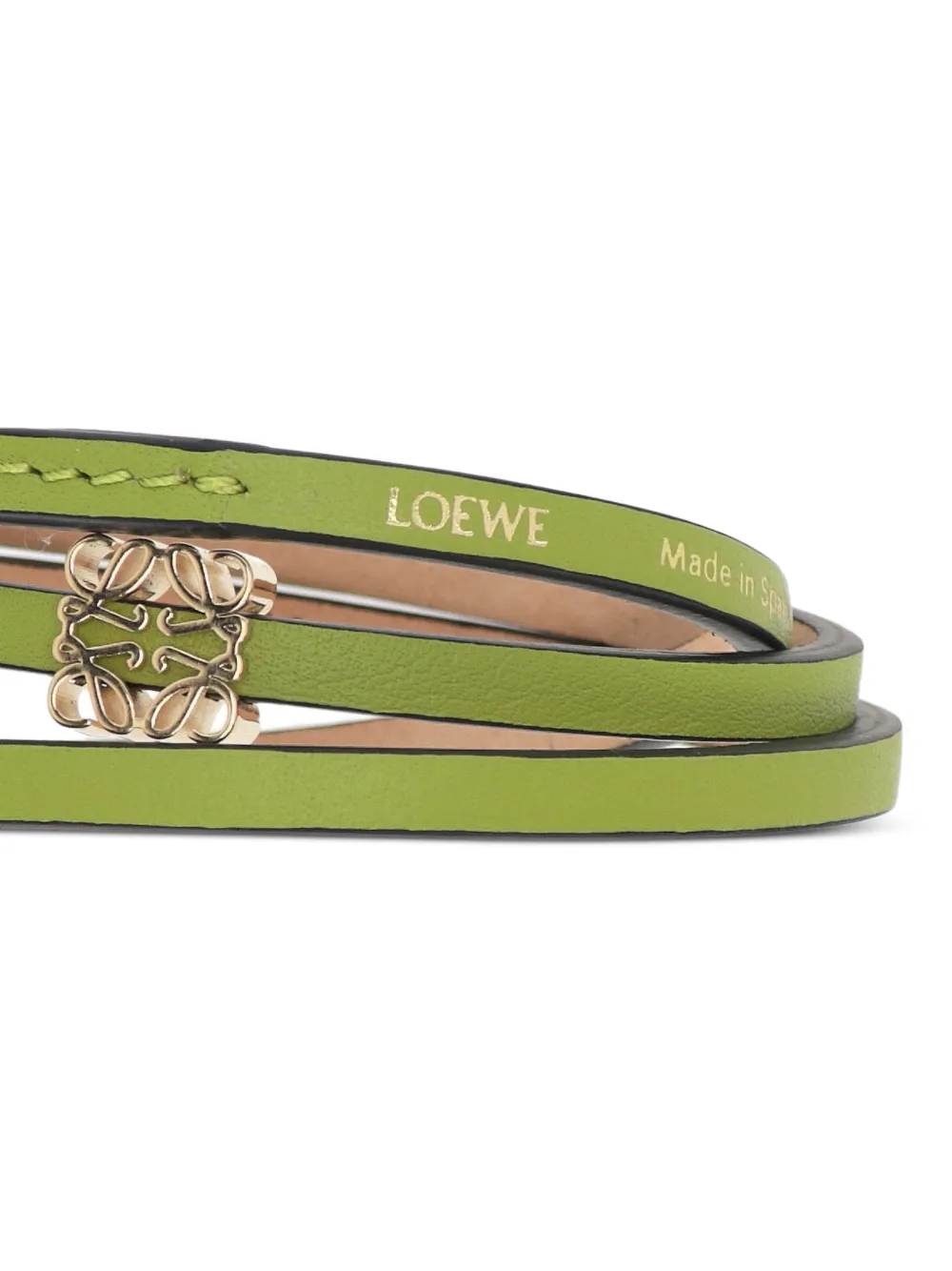  Loewe Anagram Leather Bracelet - Green 
