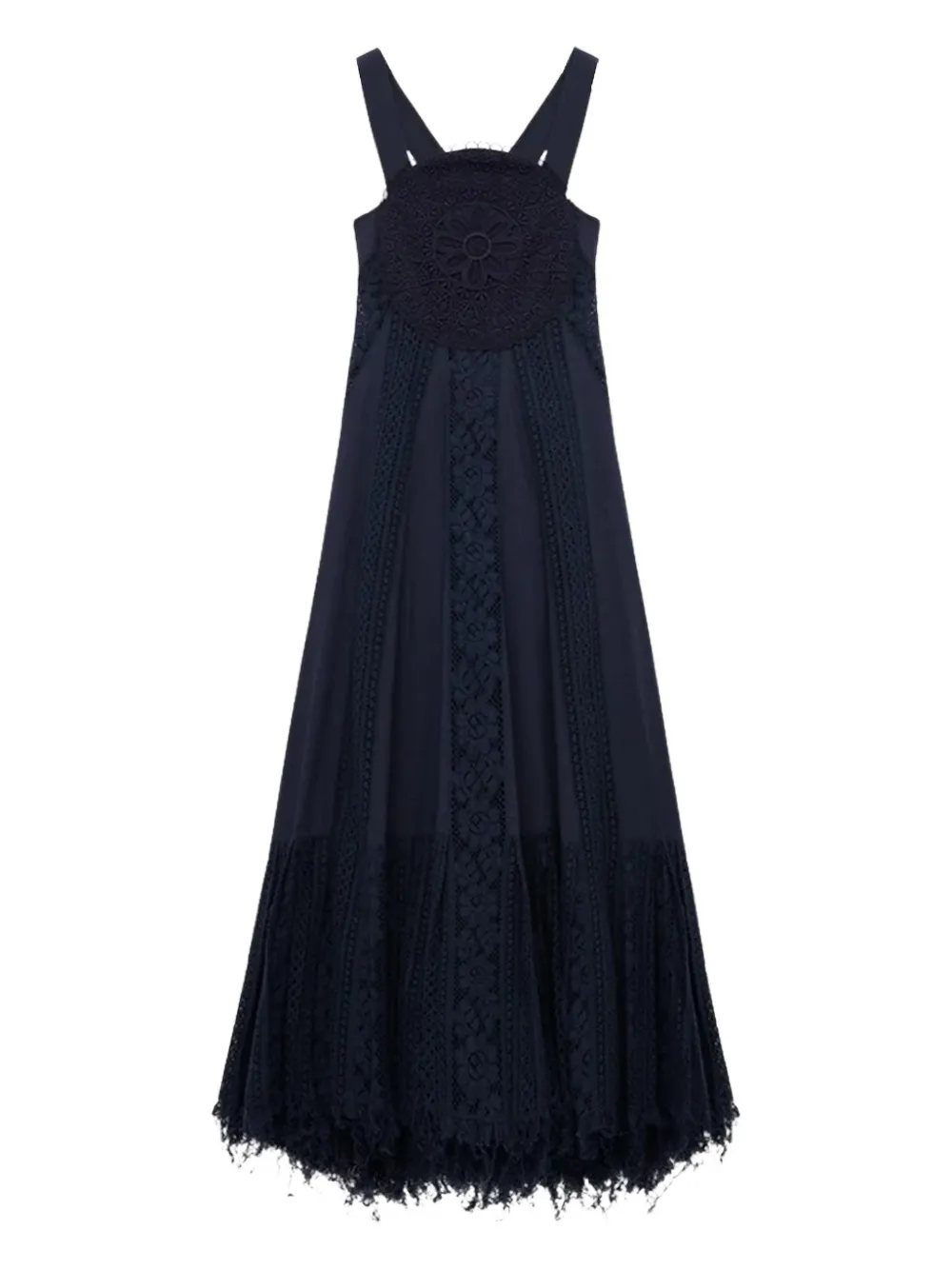 LOEWE lace-appliqué midi dress - Blauw