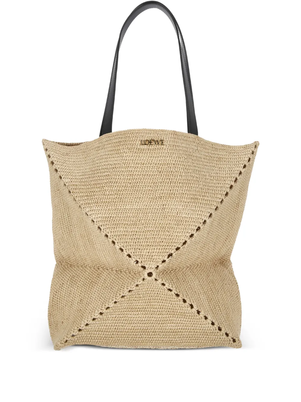 LOEWE XL Puzzle Fold raffia tote bag | Neutrals | Image 1