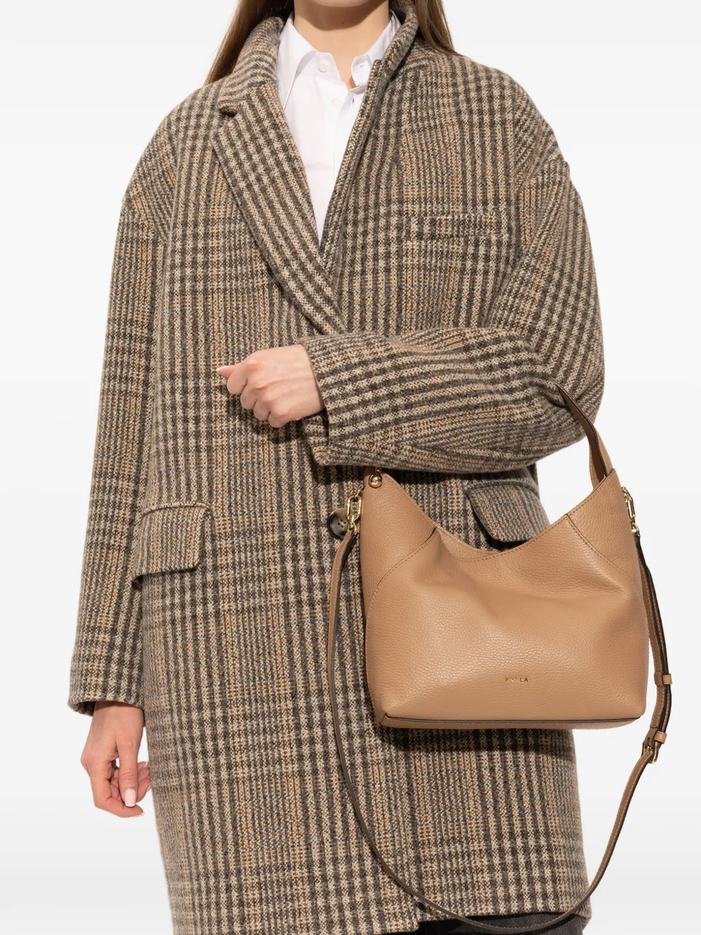 Furla small Lara leather tote bag - Beige