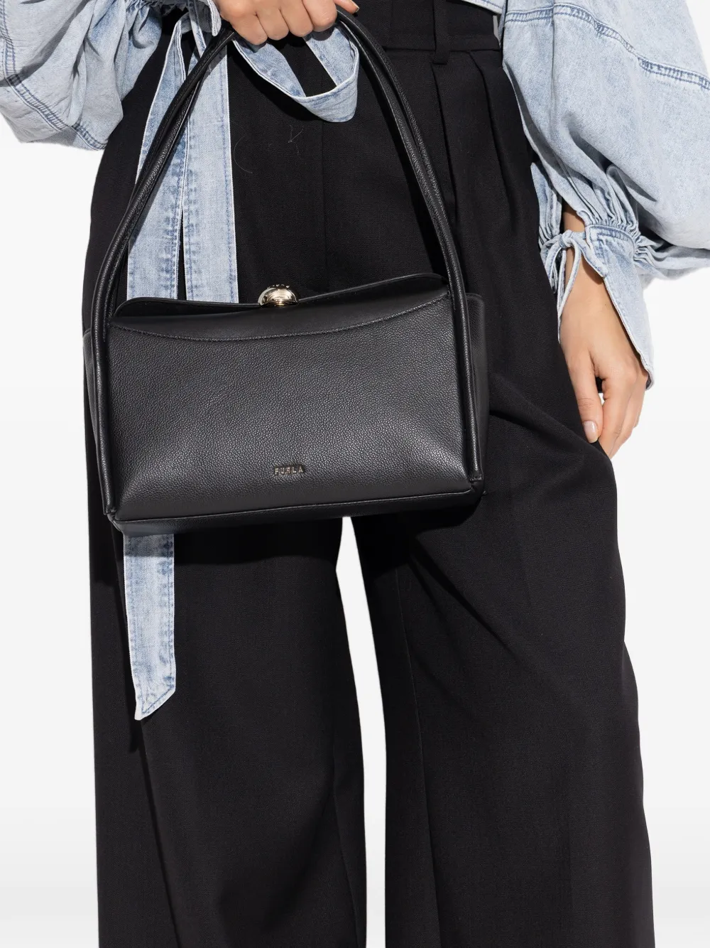 Furla medium Nicole leather tote bag - Zwart