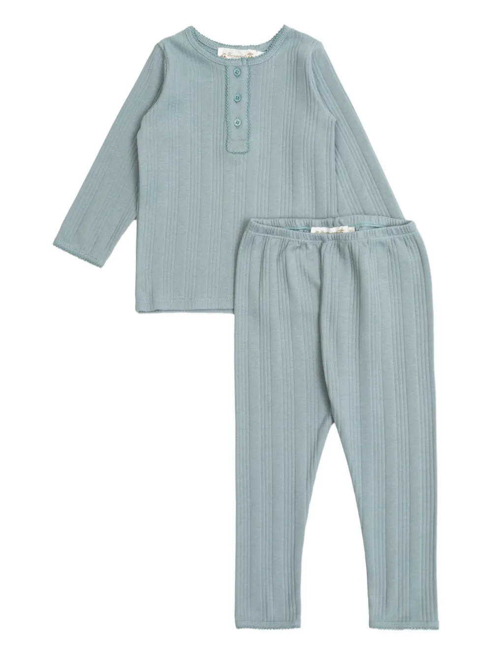 Bonpoint button ribbed trousers set - Blu