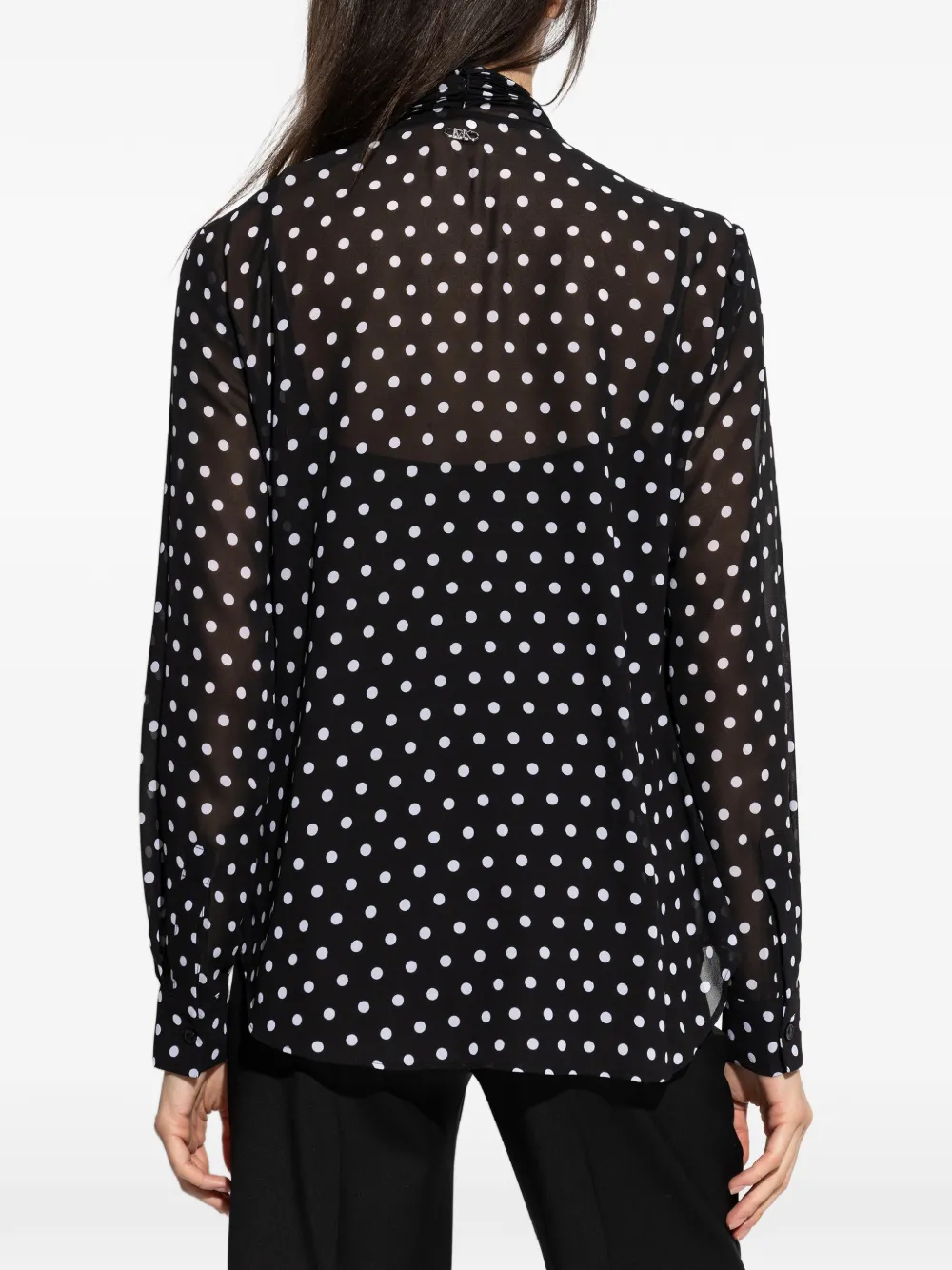 Michael Kors Blouse met stippen en gestrikte hals Zwart