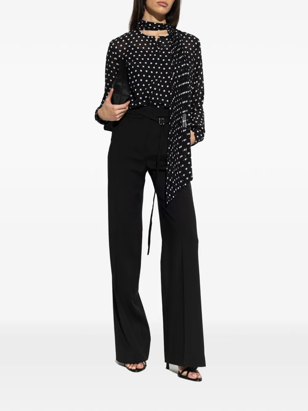  Michael Michael Kors Polka-dot Neck-tie Blouse - Black 