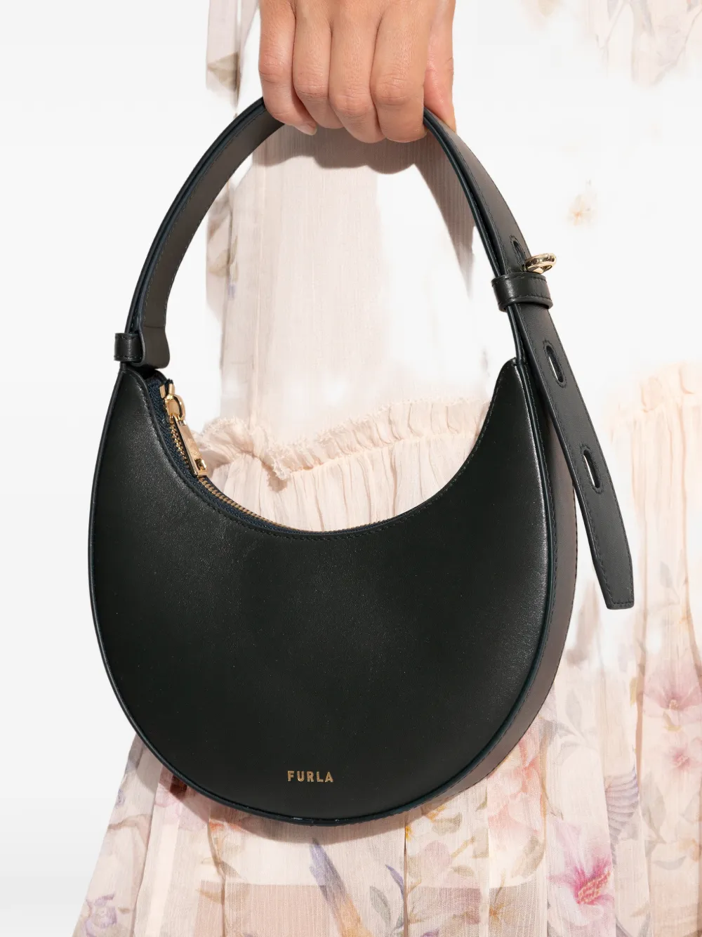 Furla mini Delizia leather tote bag - Groen