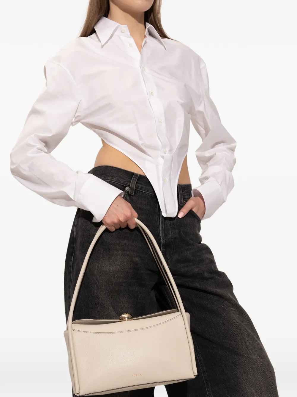 Furla medium Nicole leather shoulder bag - Beige