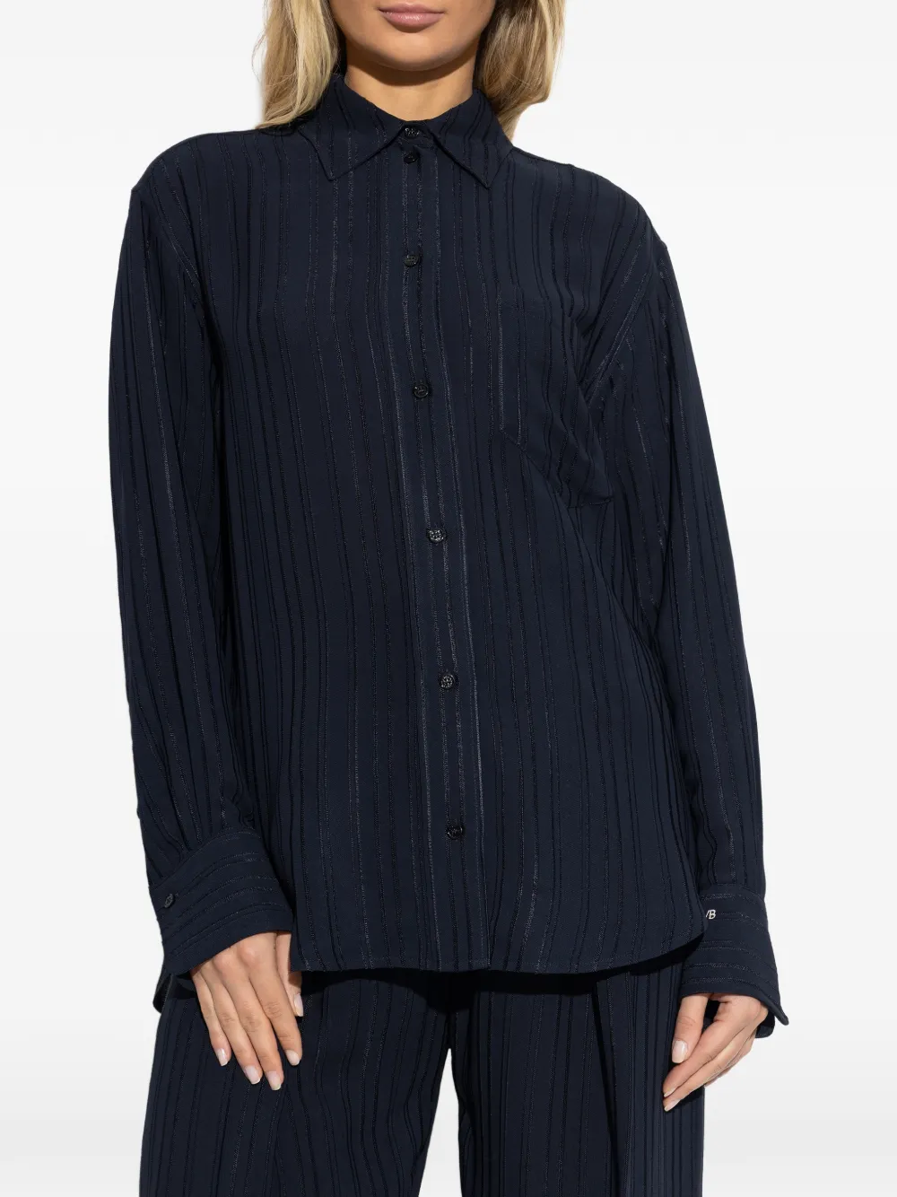  Victoria Beckham Buttoned Blue Shirt 