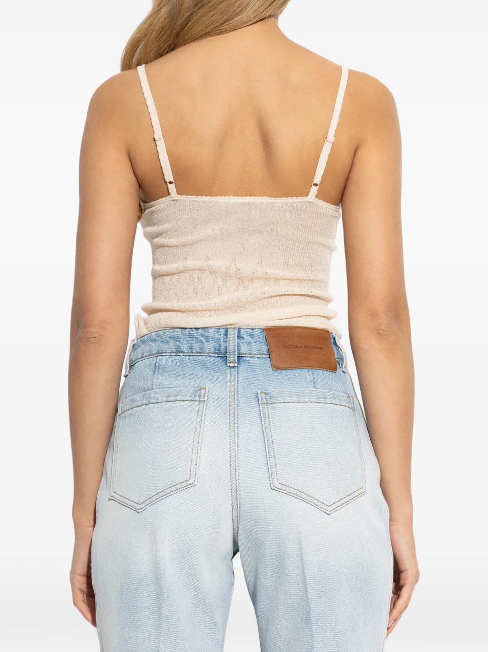 Victoria Beckham Ribgebreide tanktop Beige