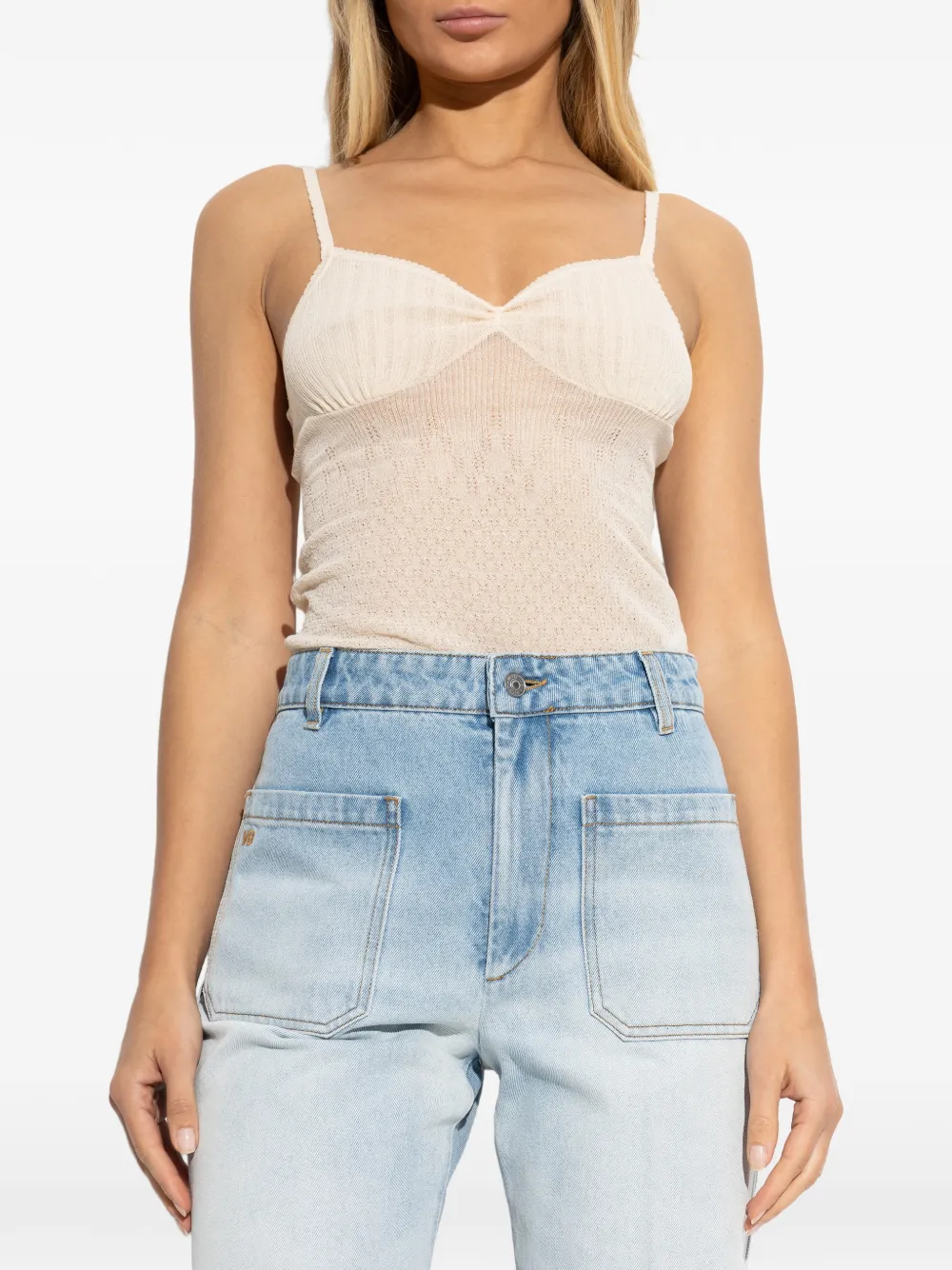 Victoria Beckham Ribbed-knit Tank Top - Neutrals 