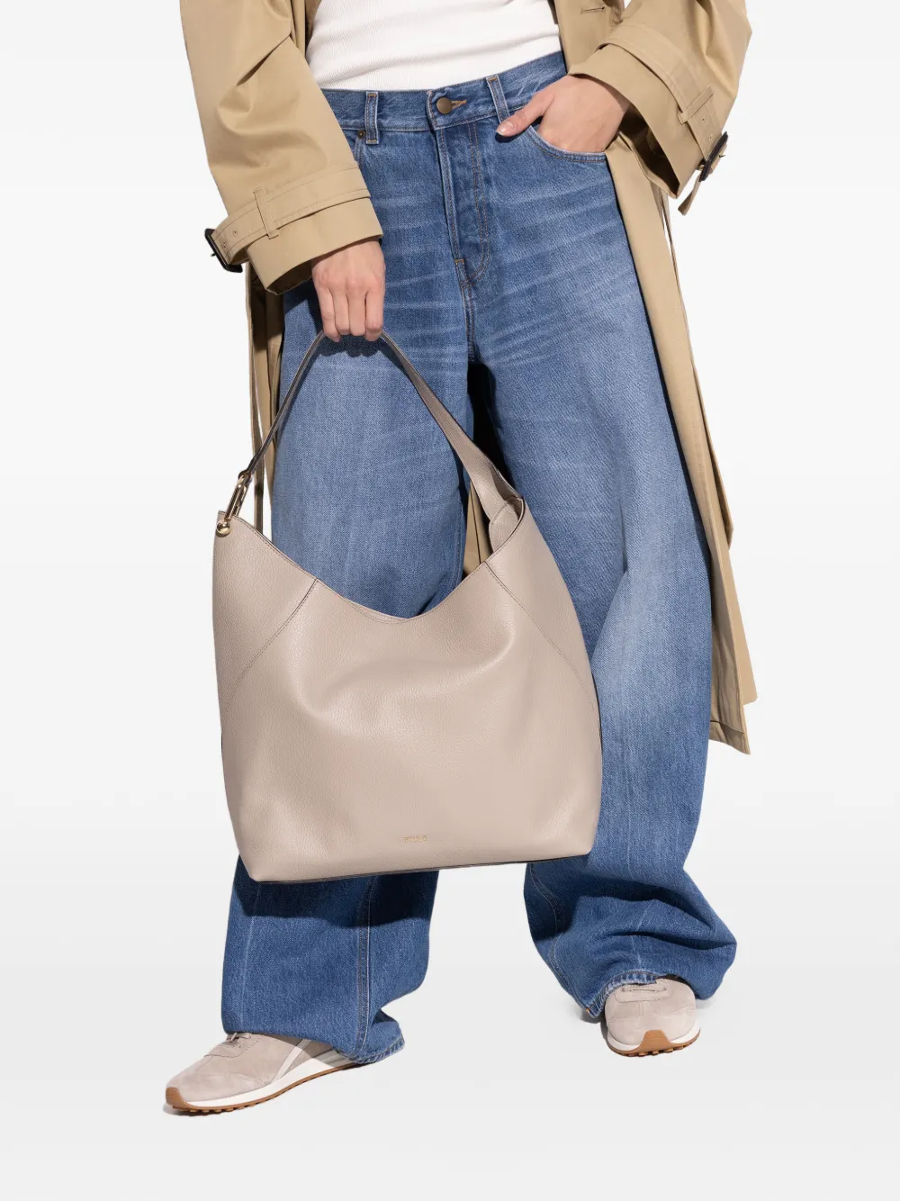 Furla Lara grained-leather shoulder bag - Beige