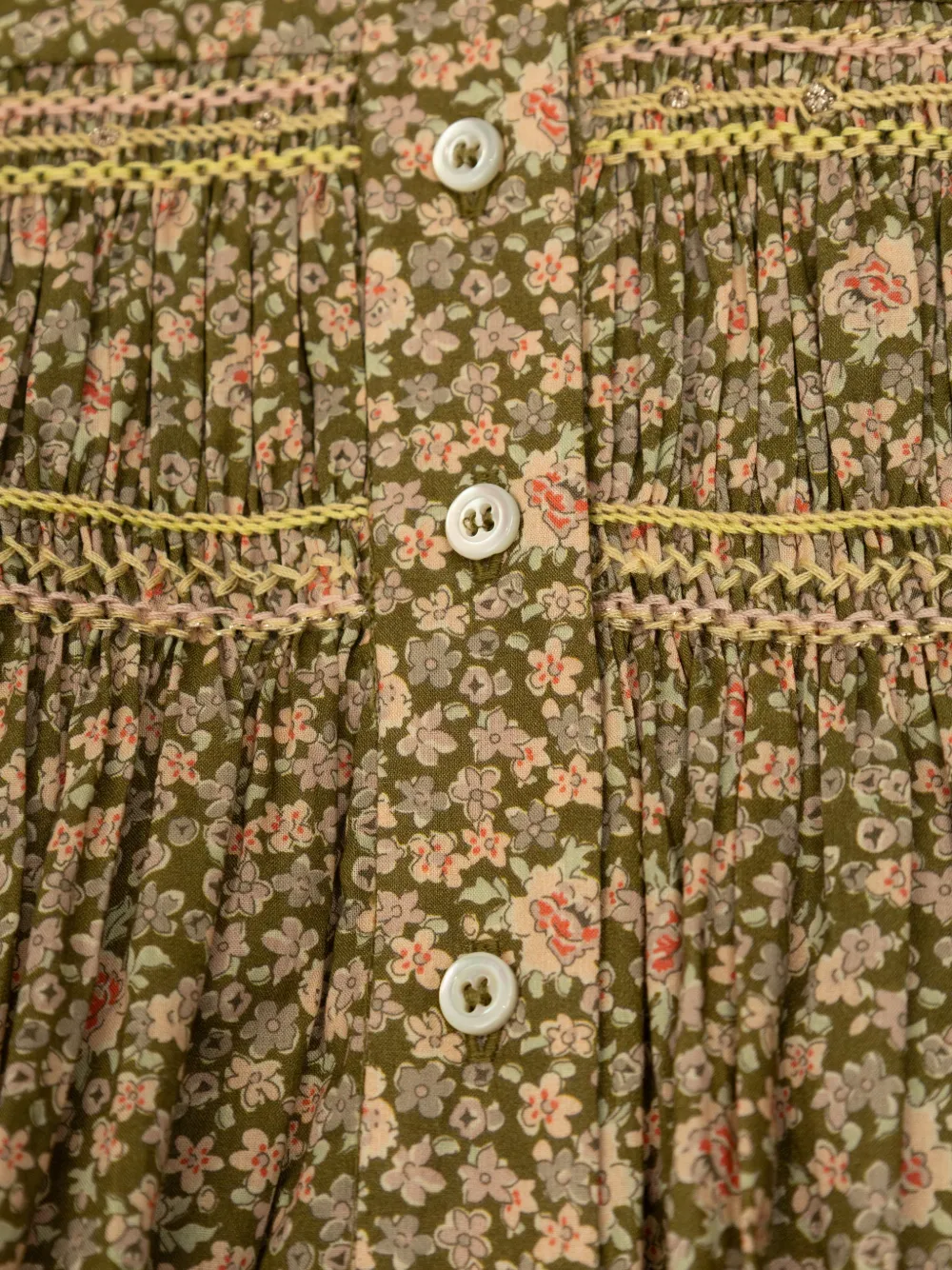  Bonpoint Floral Button Top - Green 