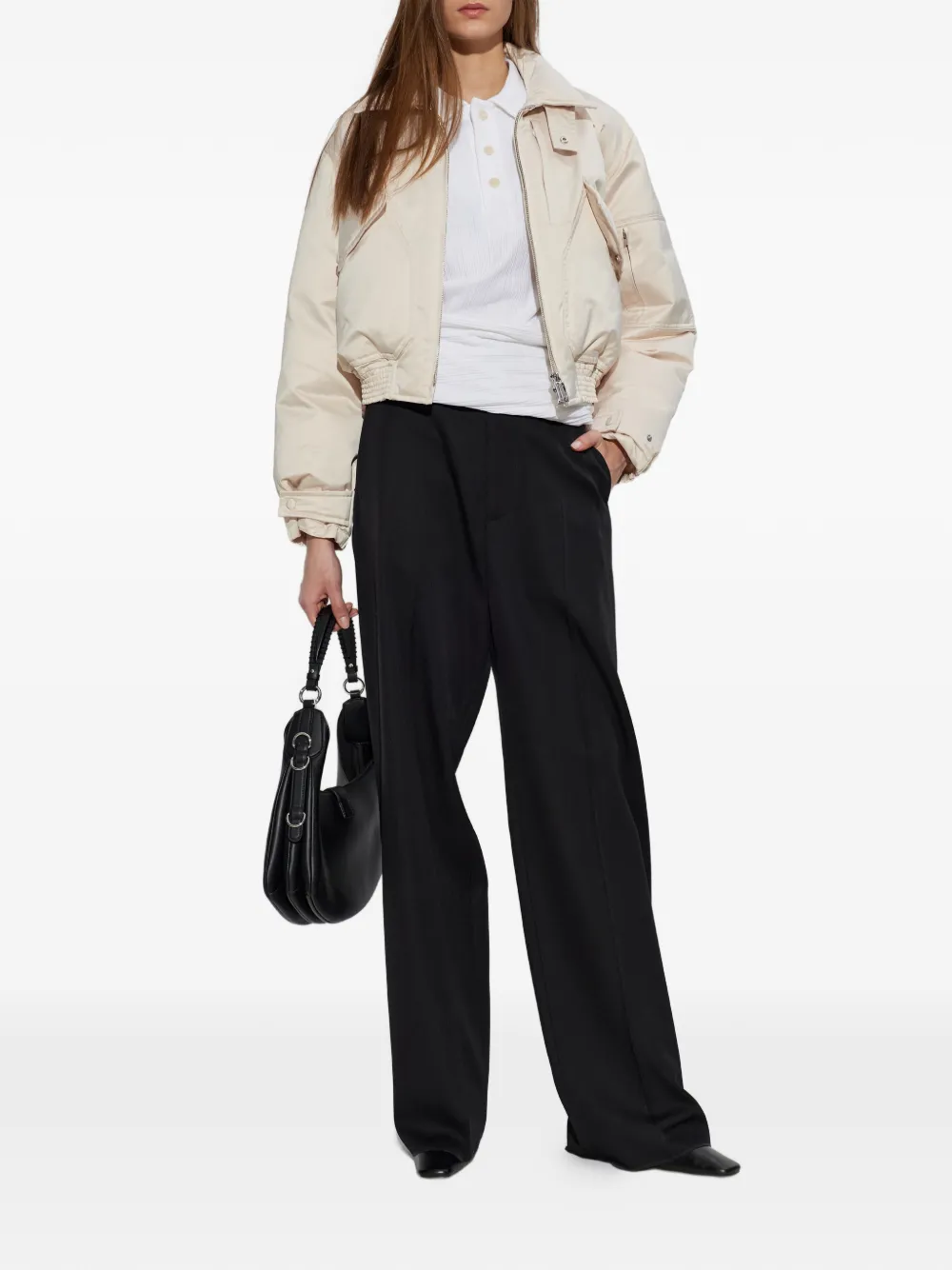 Victoria Beckham Bomberjack met rits Beige