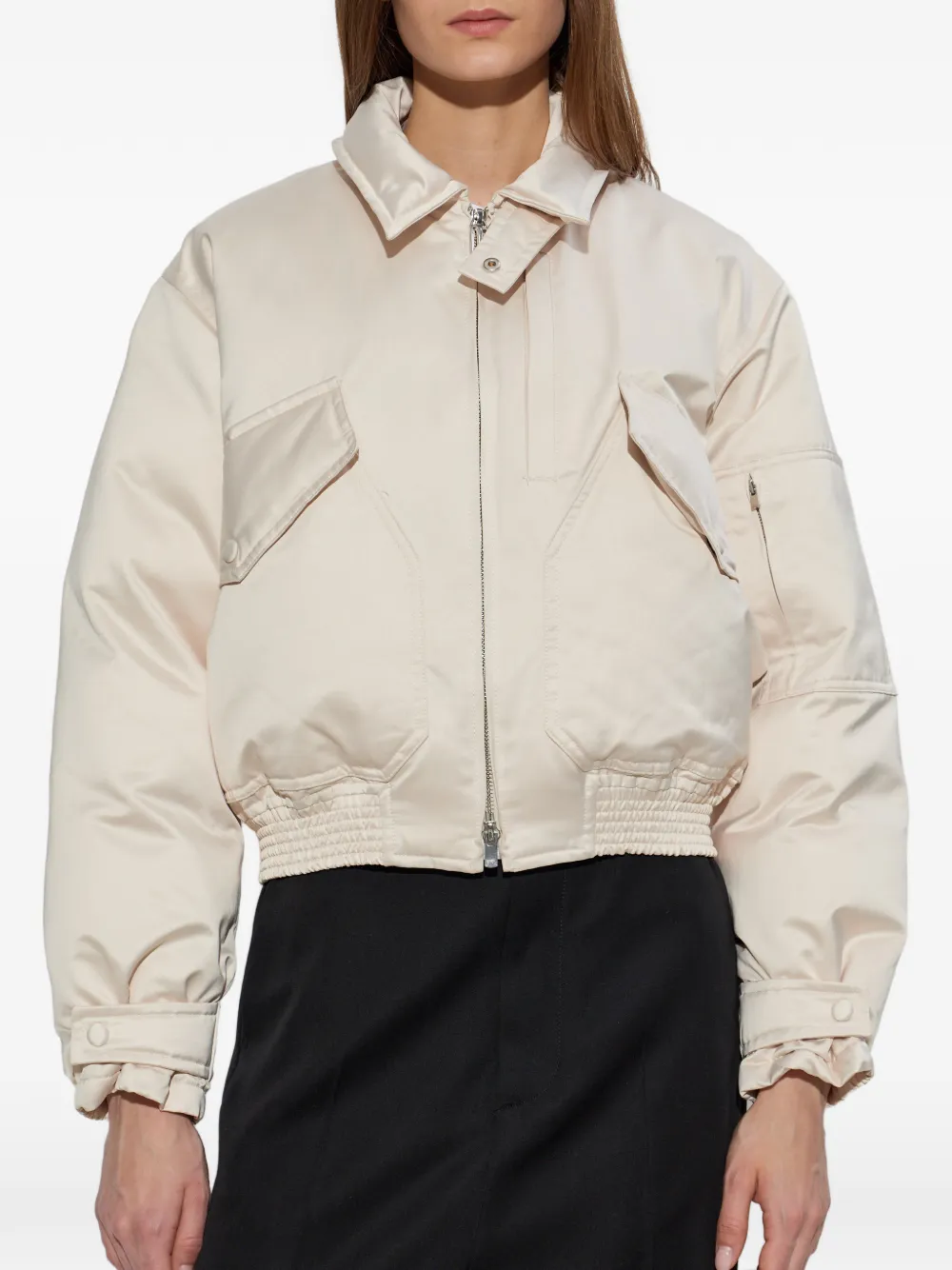 Victoria Beckham Bomberjack met rits Beige