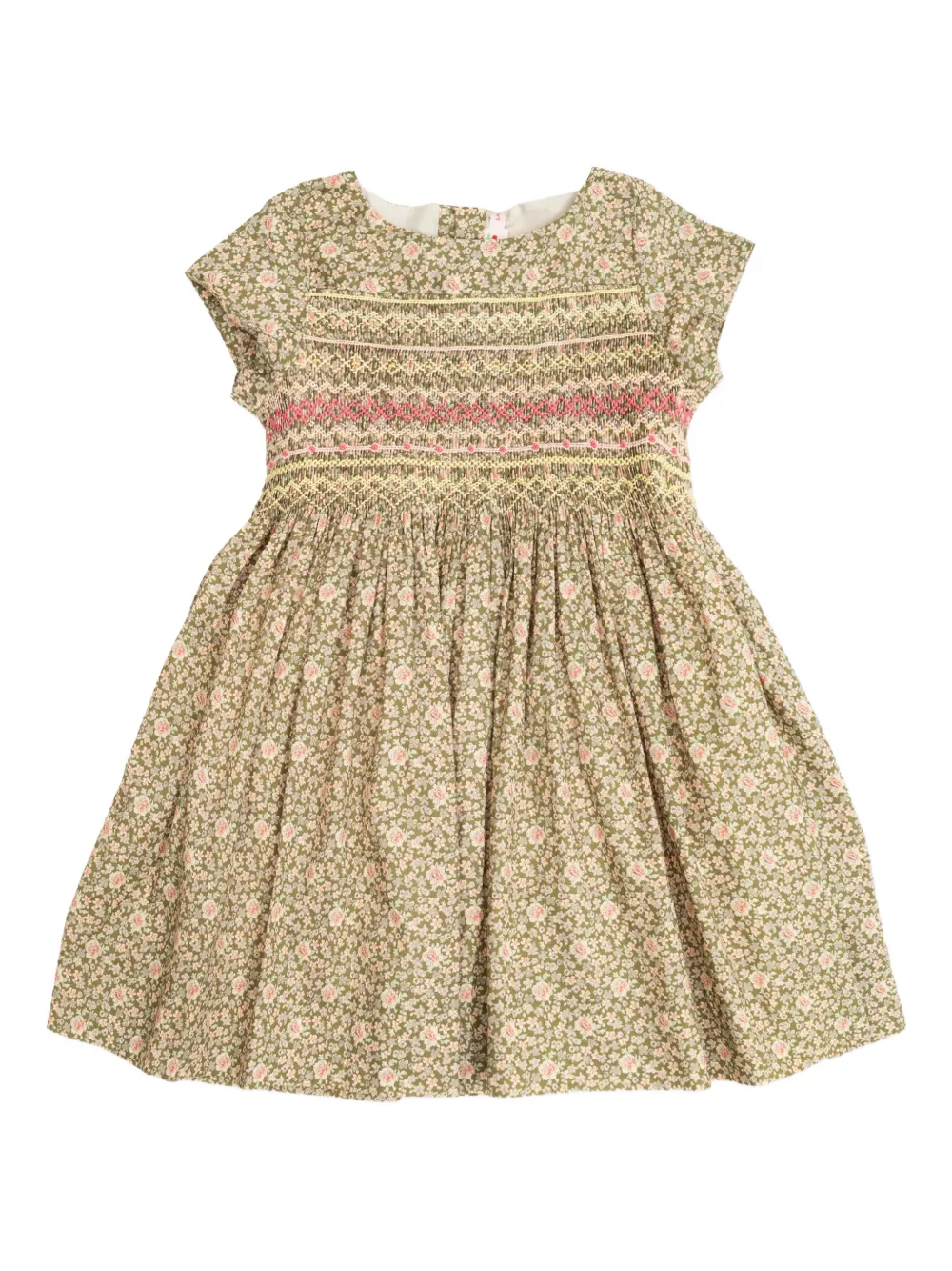 Bonpoint floral-print smocked dress - Verde