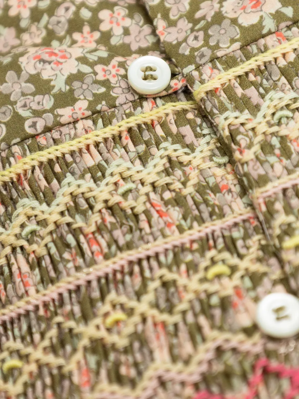 Bonpoint Gesmockte jurk met bloemenprint Groen