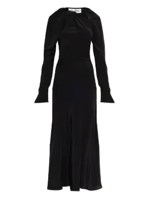 black velvet dress high neck VELVET SATIN HIGH NECK GOWN IN BLACK