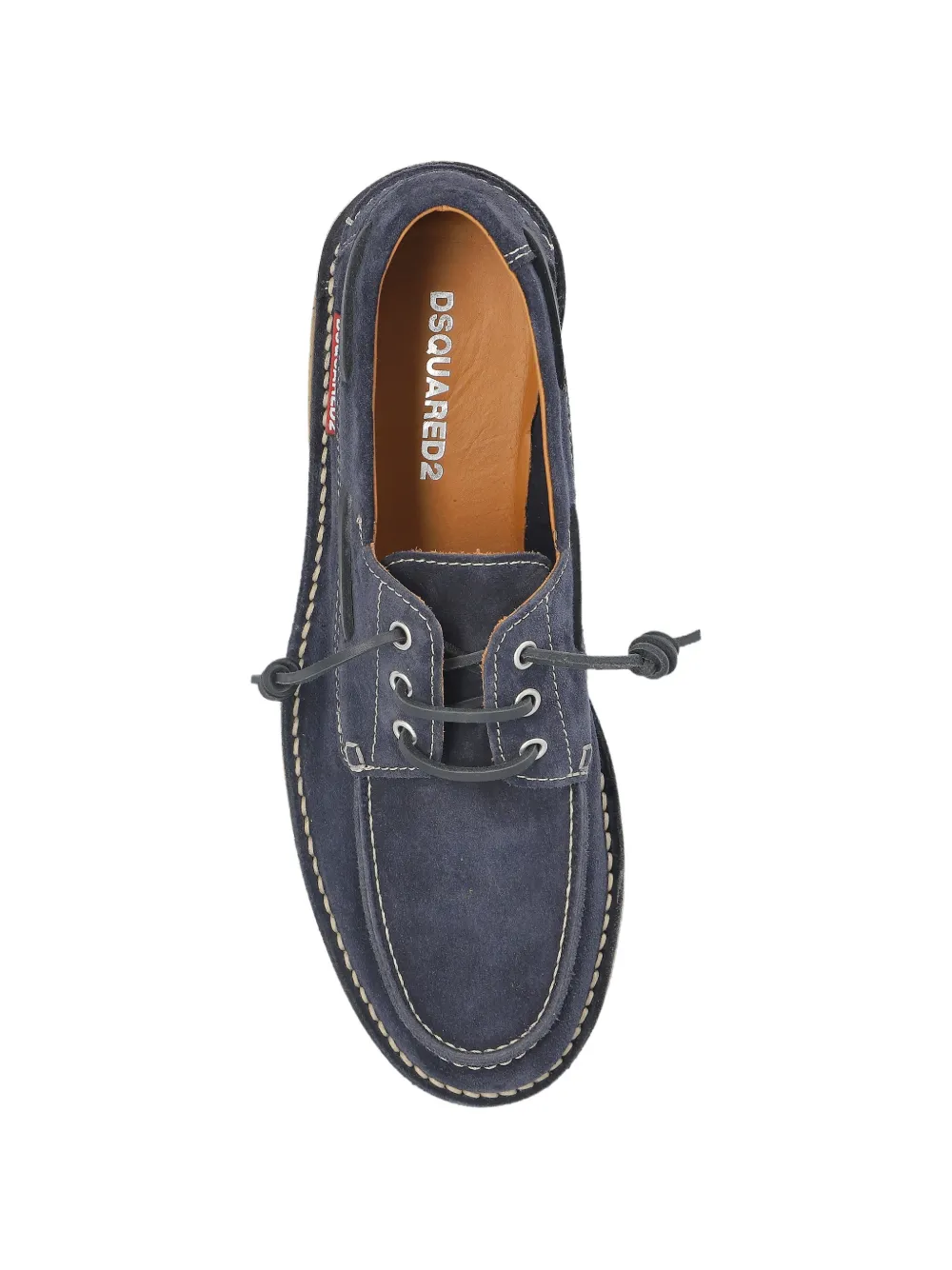 DSQUARED2 contrast-stitch leather boat shoes Blauw