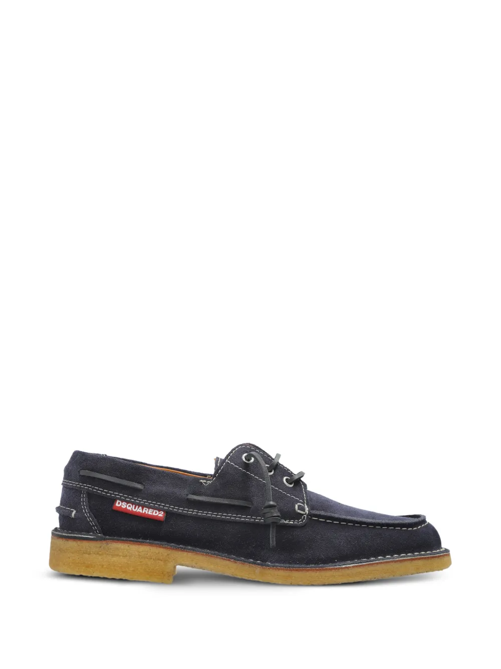 DSQUARED2 contrast-stitch leather boat shoes Blauw