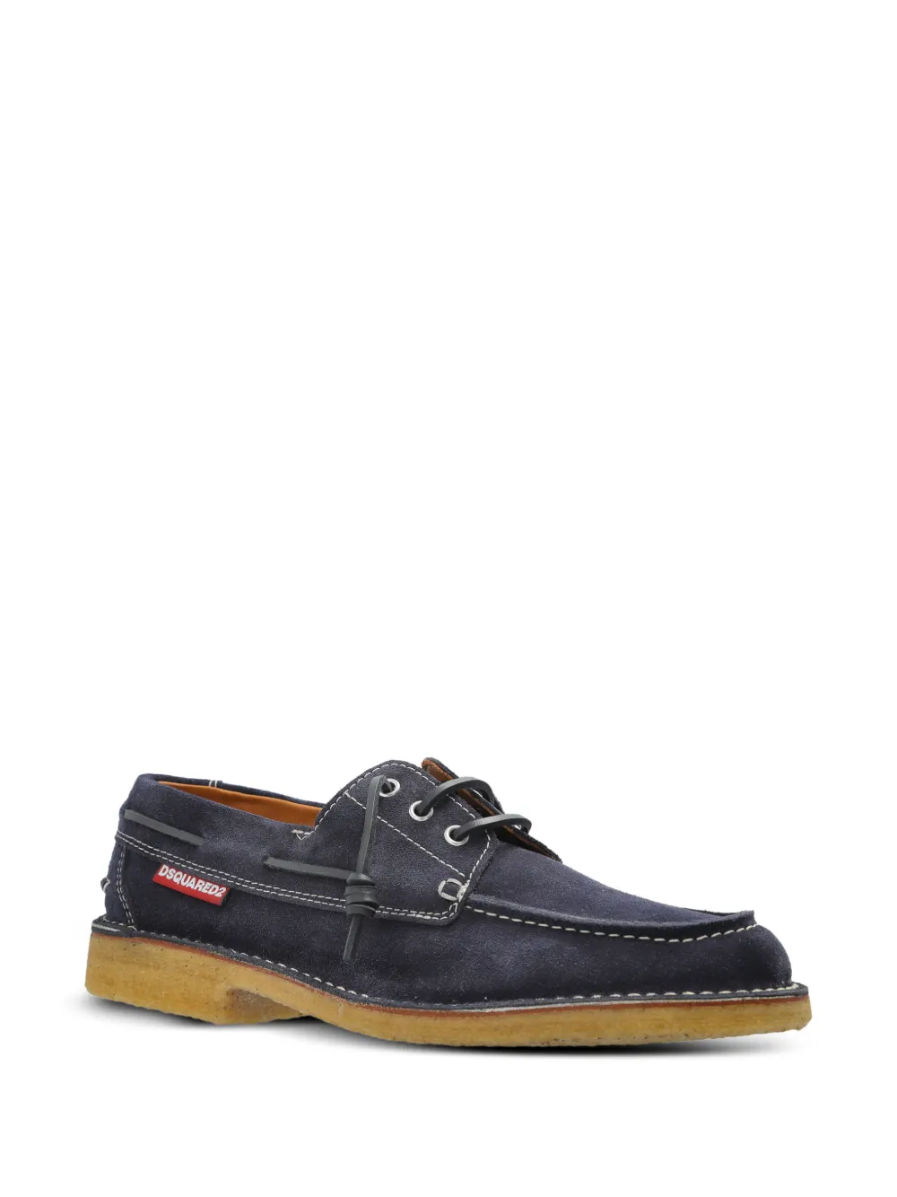DSQUARED2 contrast-stitch leather boat shoes Blauw